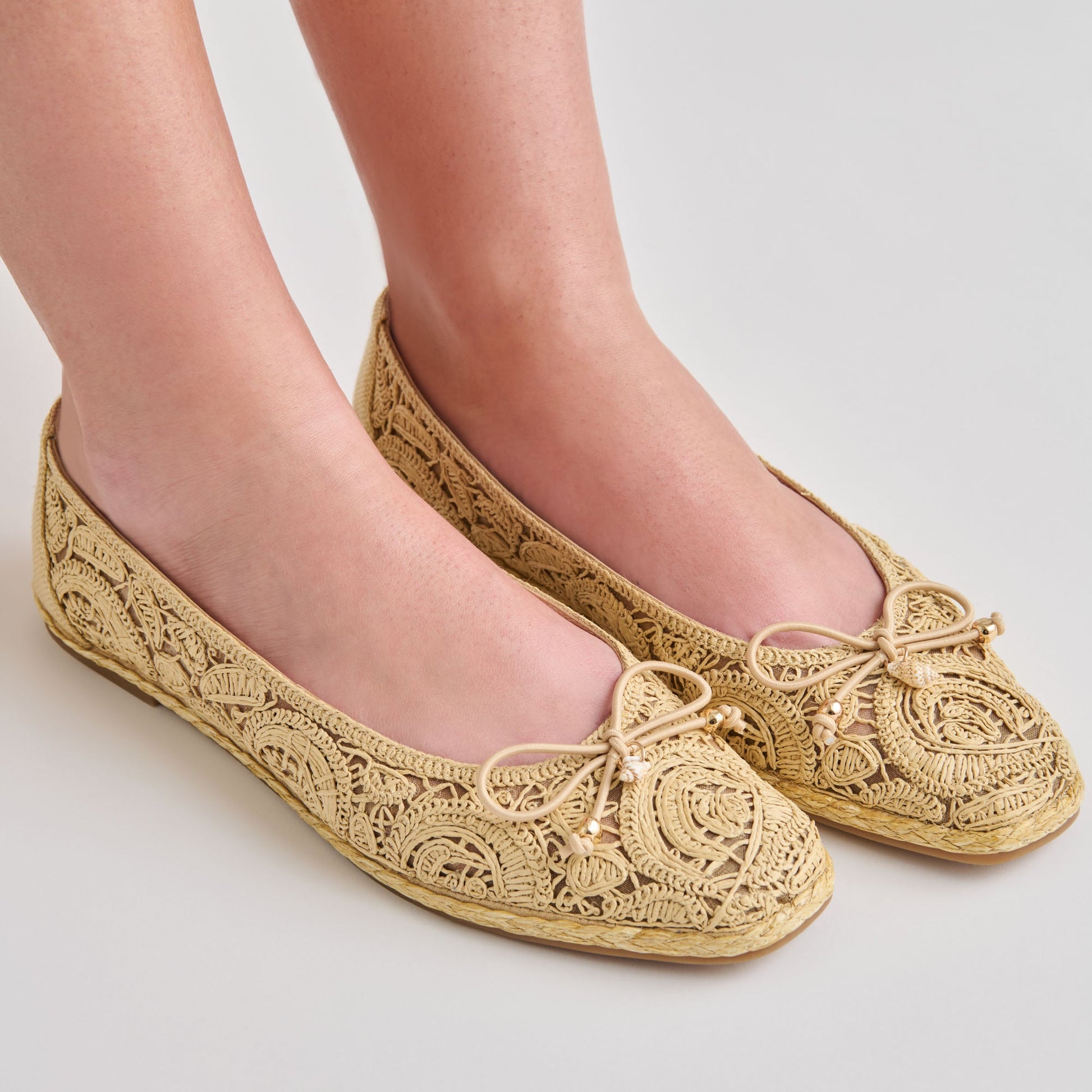 Tianna Lt Natural Raffia Lace Ballet Flats