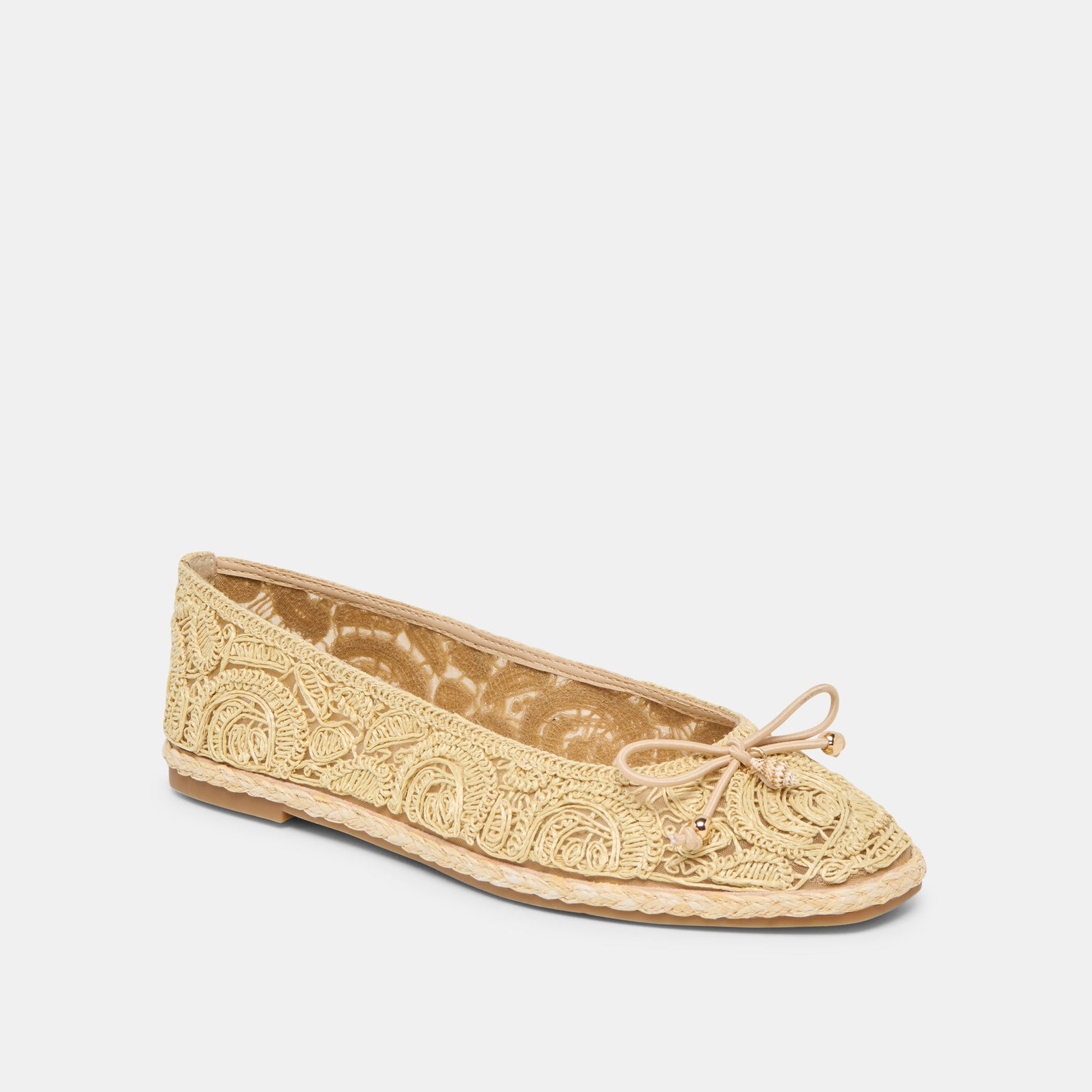Tianna Lt Natural Raffia Lace Ballet Flats