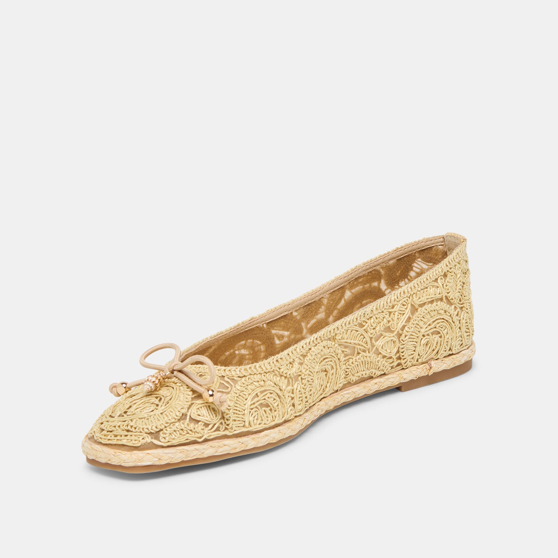 Tianna Lt Natural Raffia Lace Ballet Flats