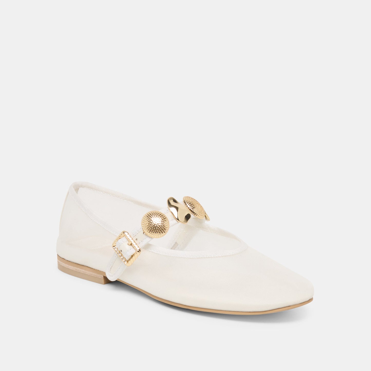 Relan Mesh White Mesh Ballet Flats