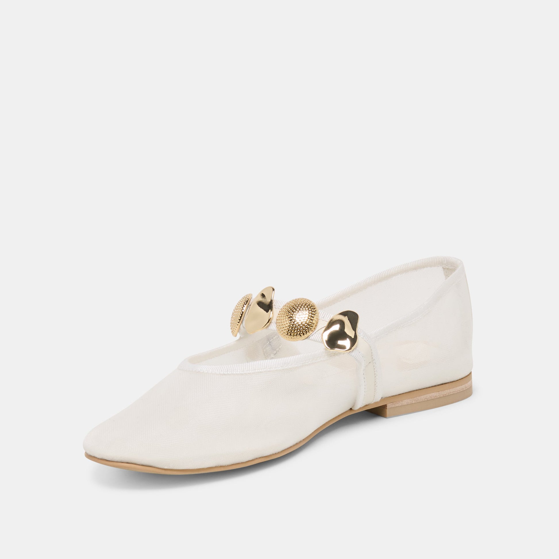 Relan Mesh White Mesh Ballet Flats