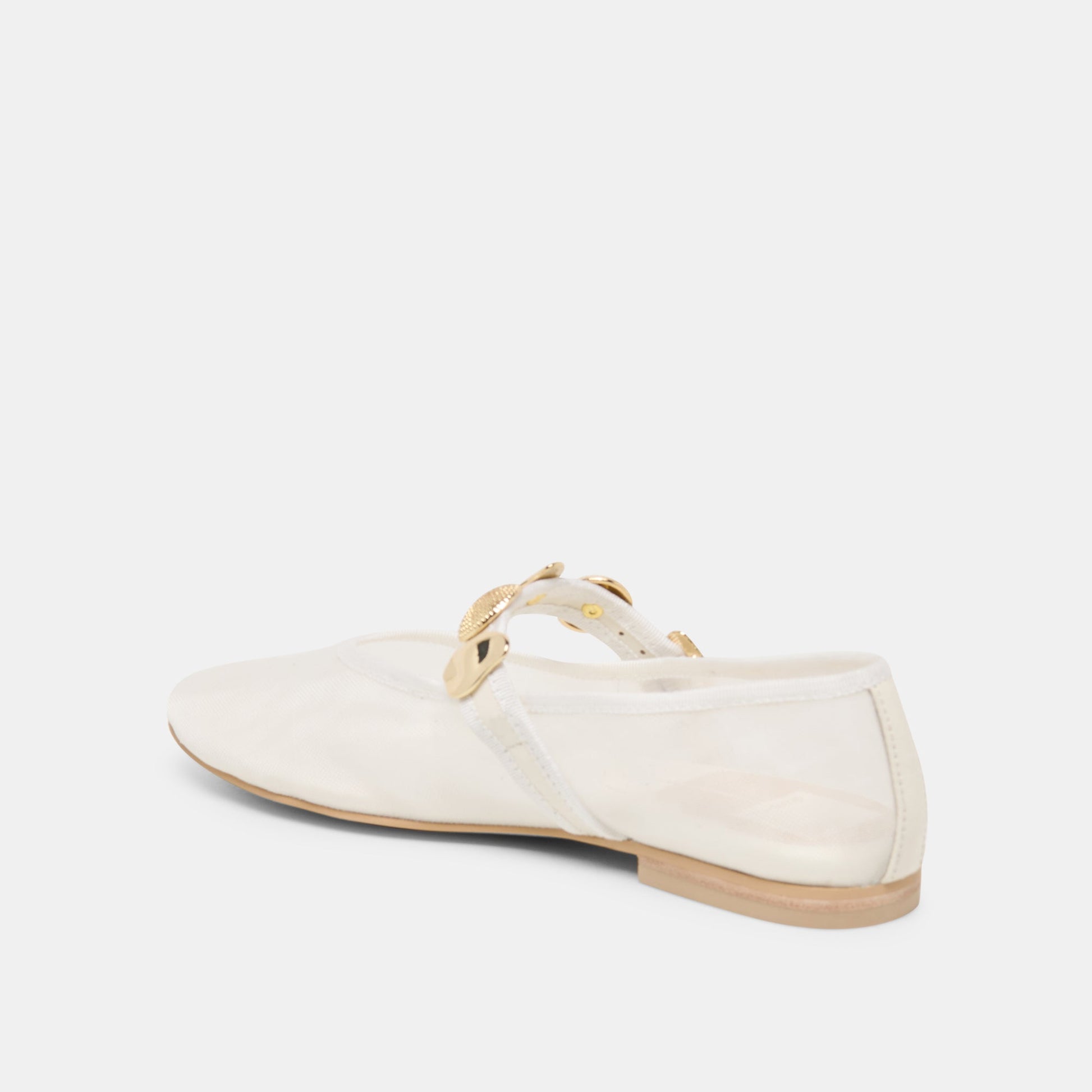 Relan Mesh White Mesh Ballet Flats
