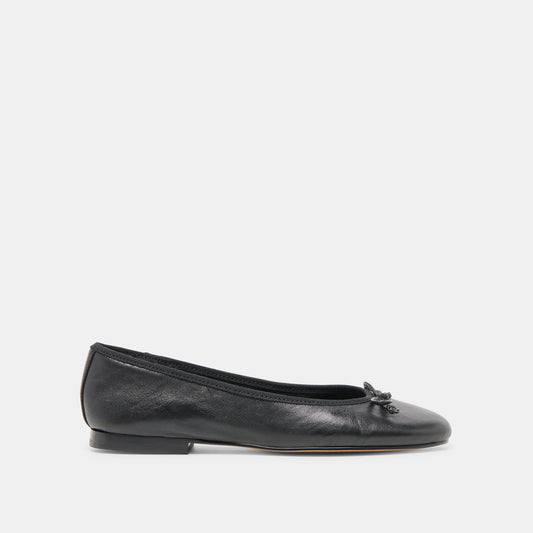 Ritla Wide Black Leather Ballet Flats