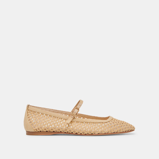 REYES WIDE BALLET FLATS LT NATURAL WOVEN RAFFIA
 – Dolce Vita
