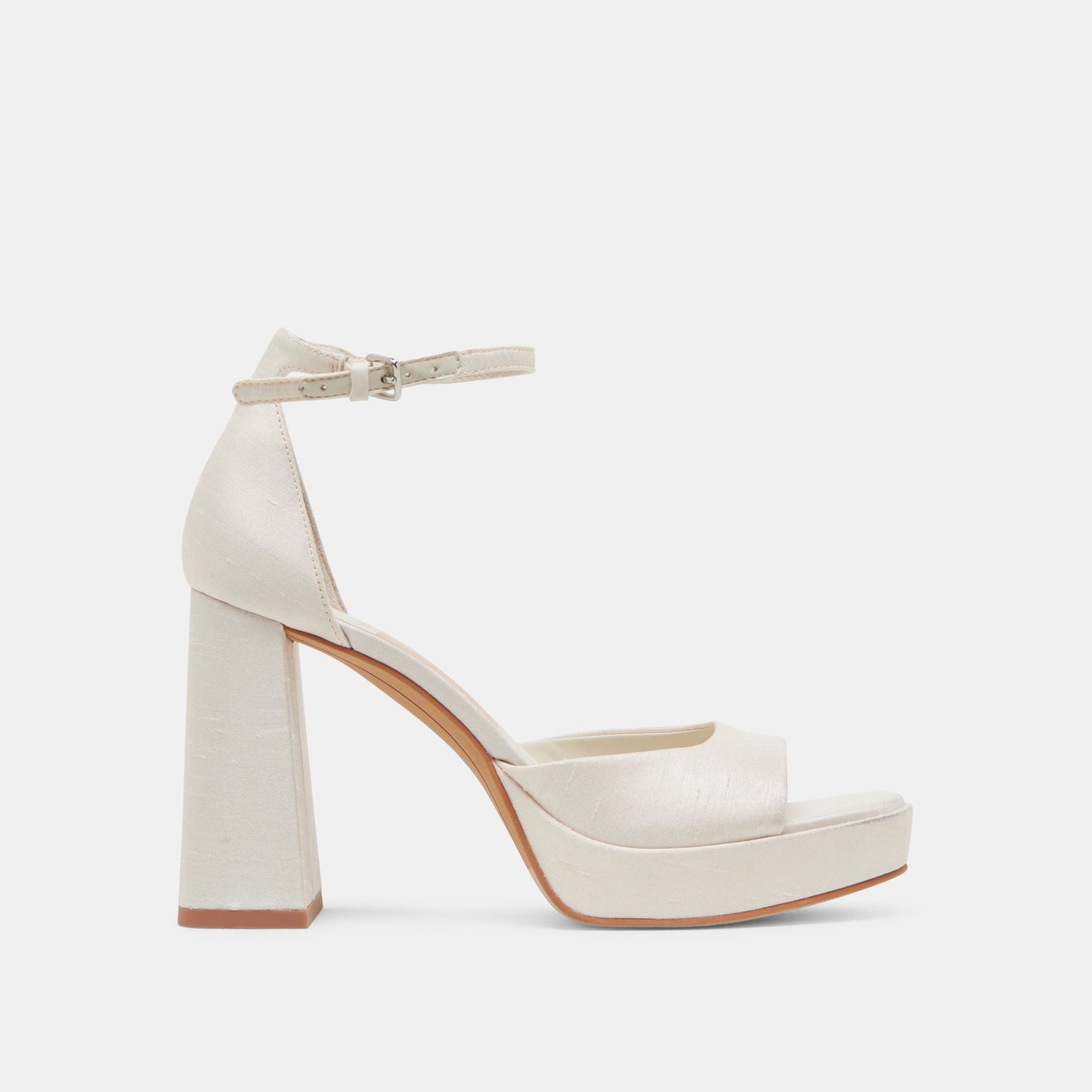 PANDRO WIDE HEELS WHITE SATIN
 – Dolce Vita