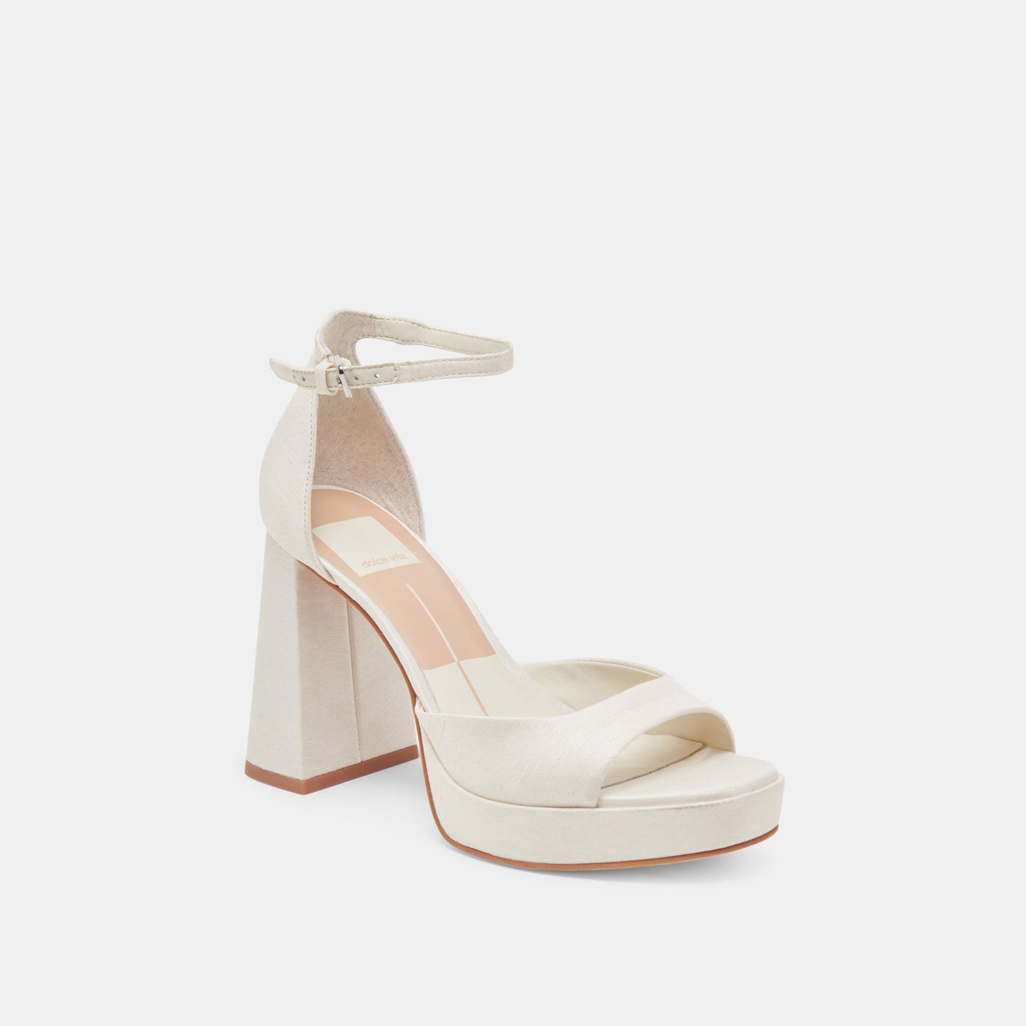 PANDRO WIDE HEELS WHITE SATIN
 – Dolce Vita