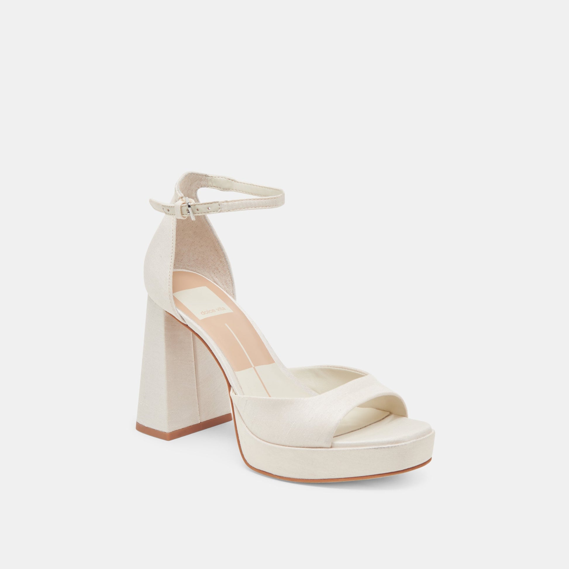 PANDRO WIDE HEELS WHITE SATIN
 – Dolce Vita