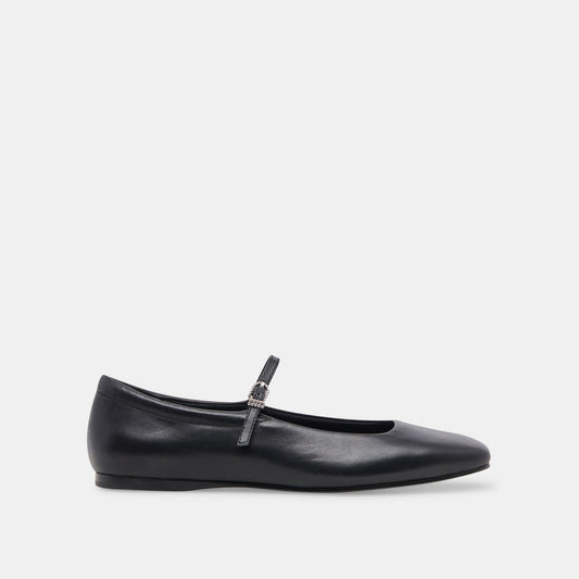 Reyes Wide Ballet Flats Black Leather | Leather Ballet Flats
 – Dolce Vita