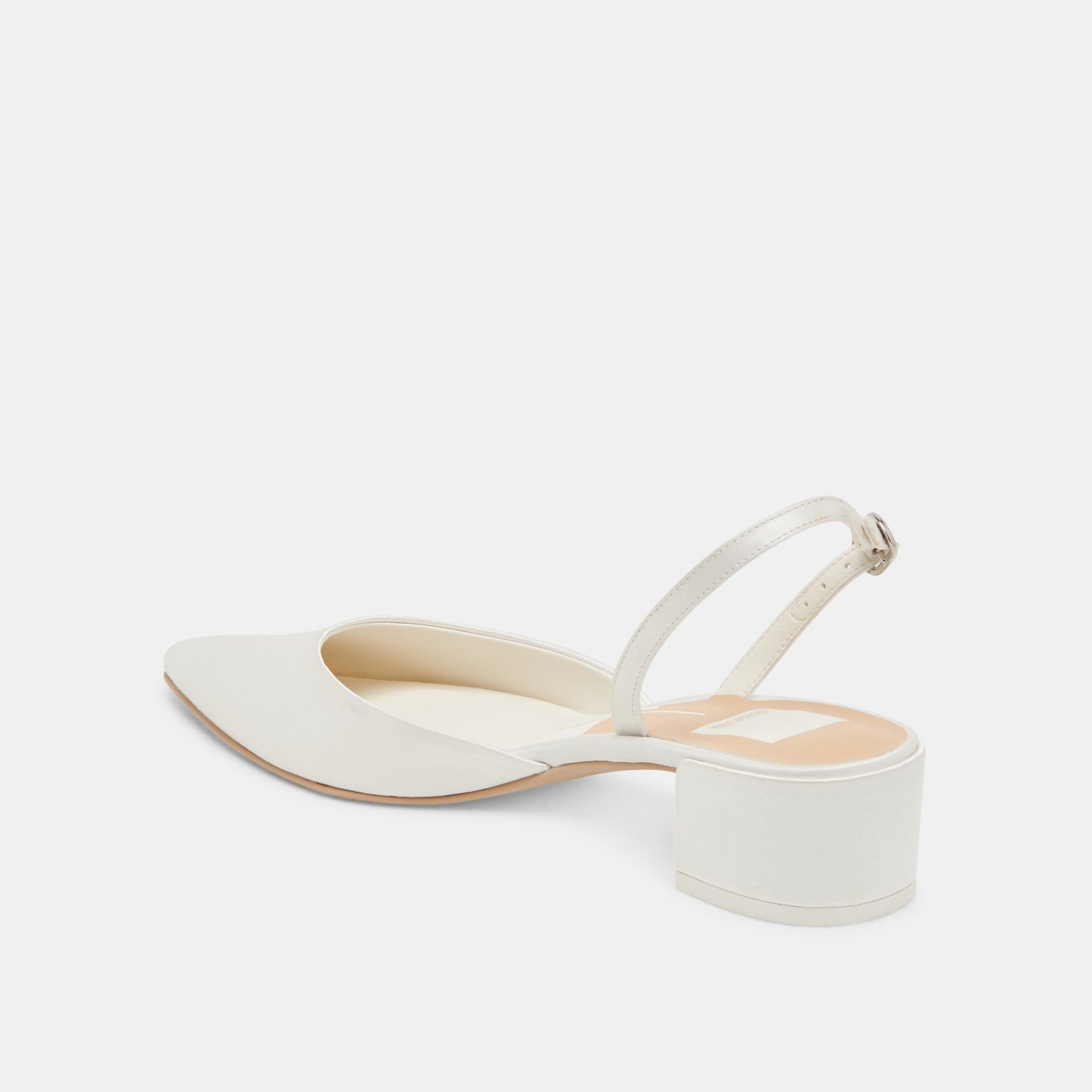 Carel Wide True White Satin Heels