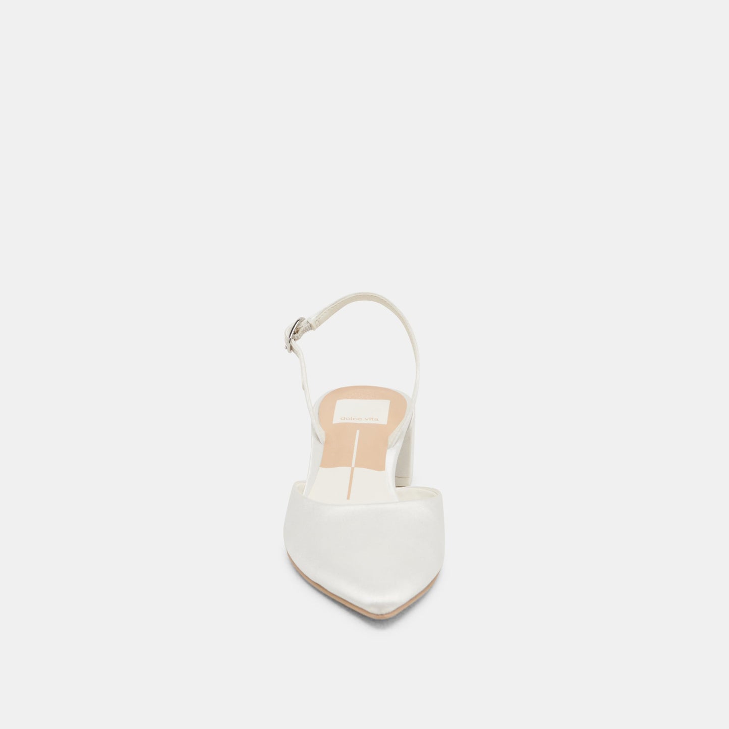 Carel Wide True White Satin Heels