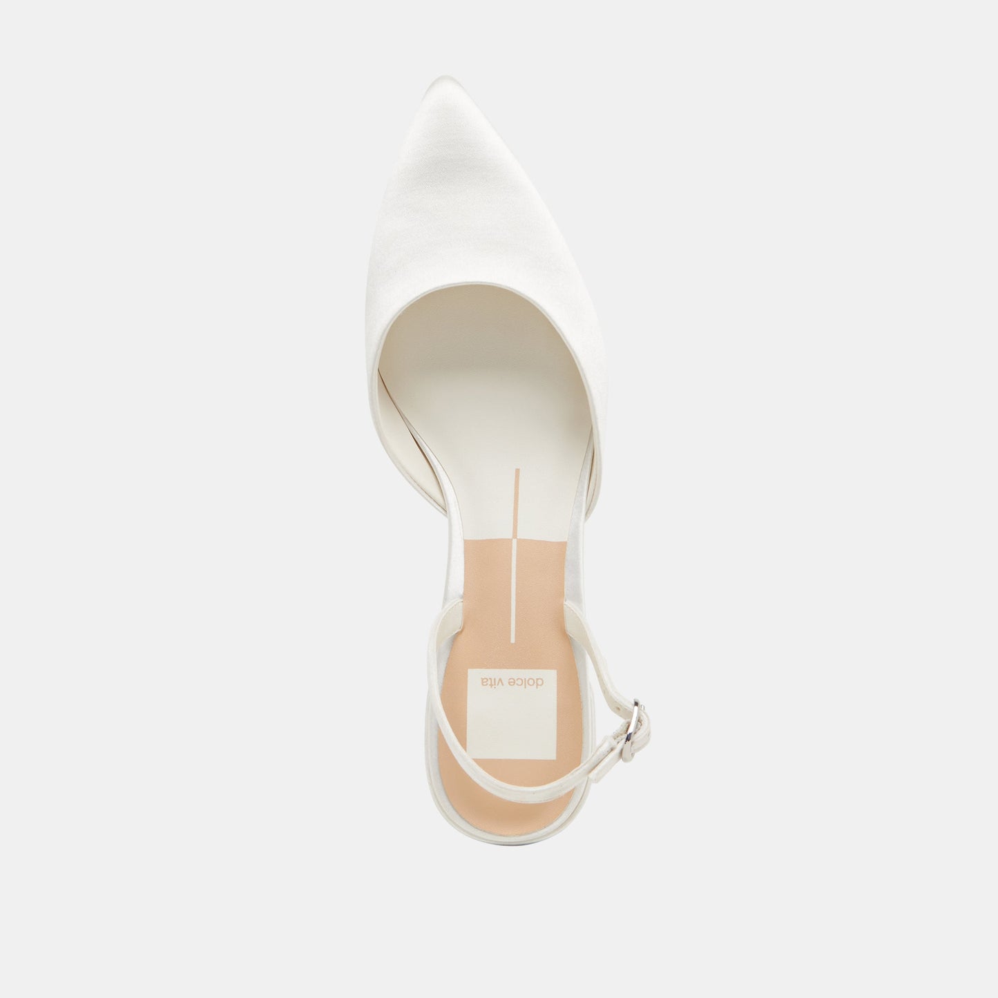 Carel Wide True White Satin Heels