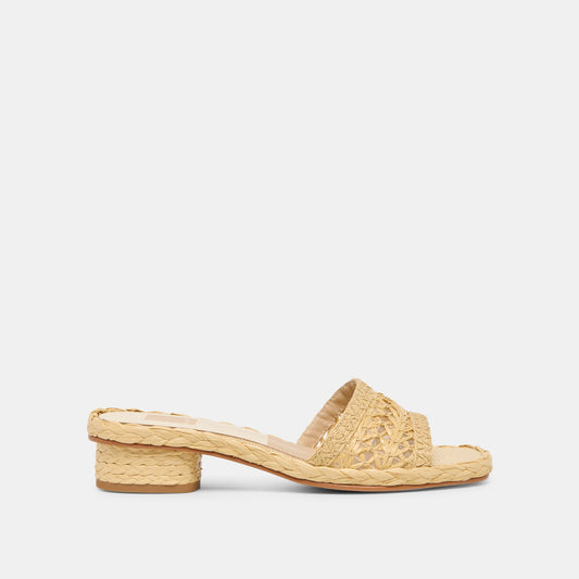 Dixi Wide Lt Natural Cross Hatch Raffia Sandals