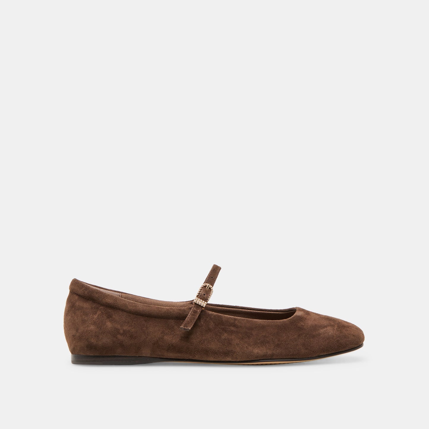 Reyes Wide Dk Brown Suede Ballet Flats