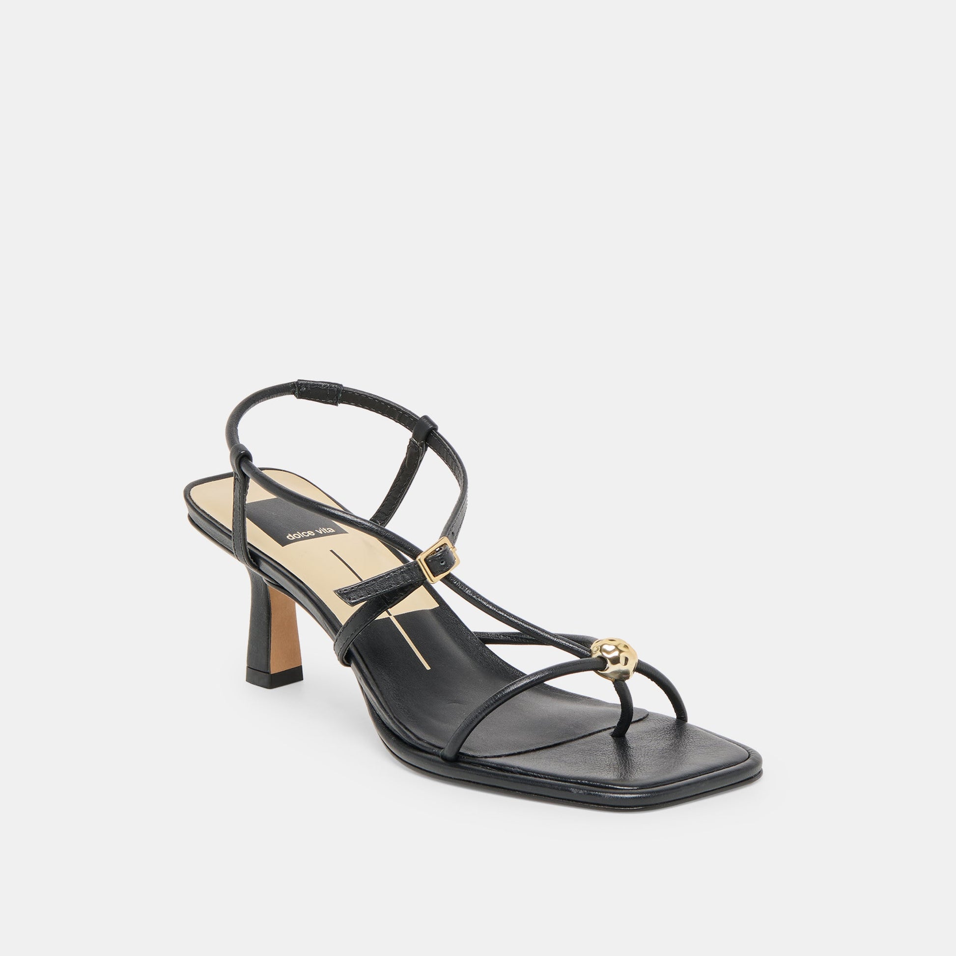 Manji Wide Black Leather Heels