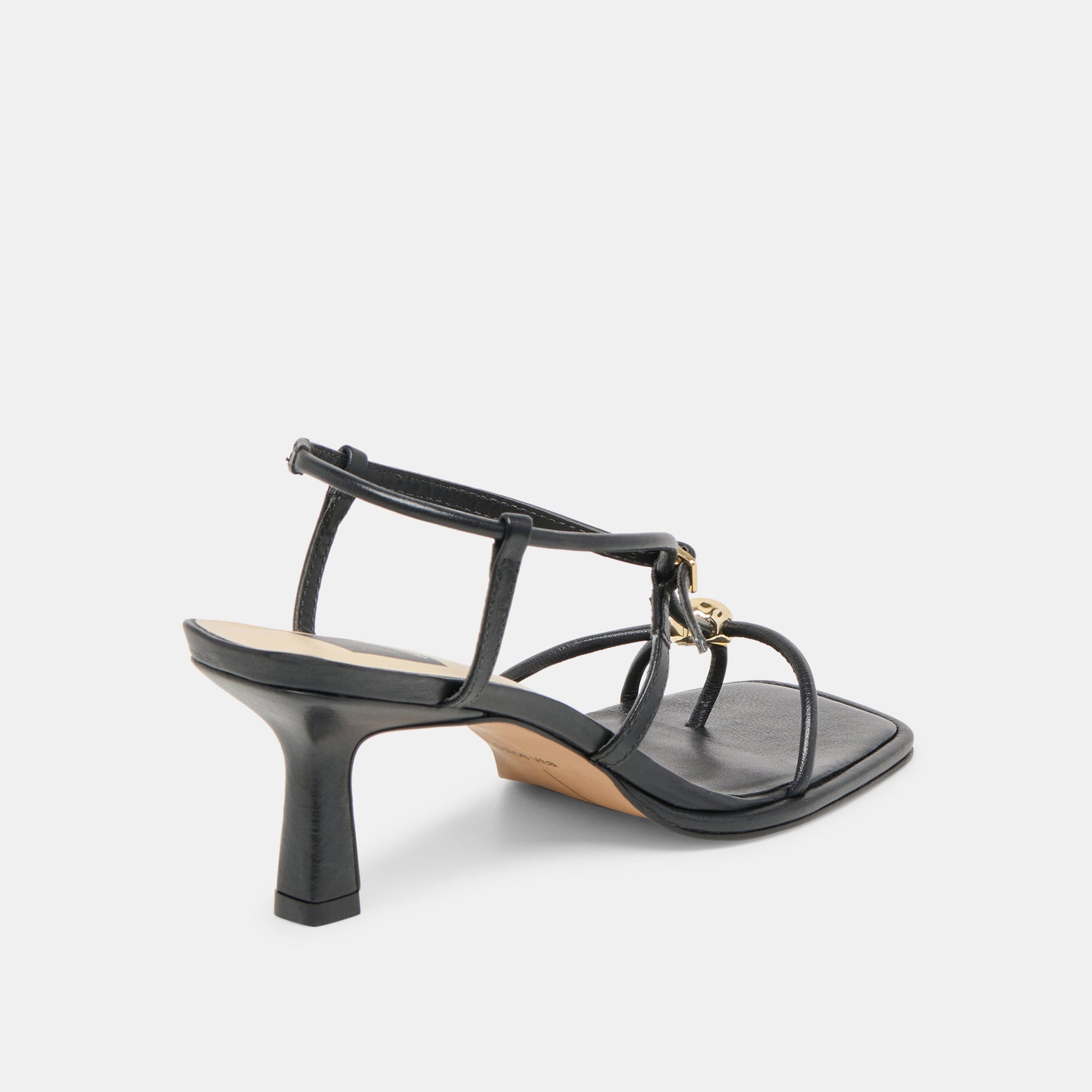 Manji Wide Black Leather Heels