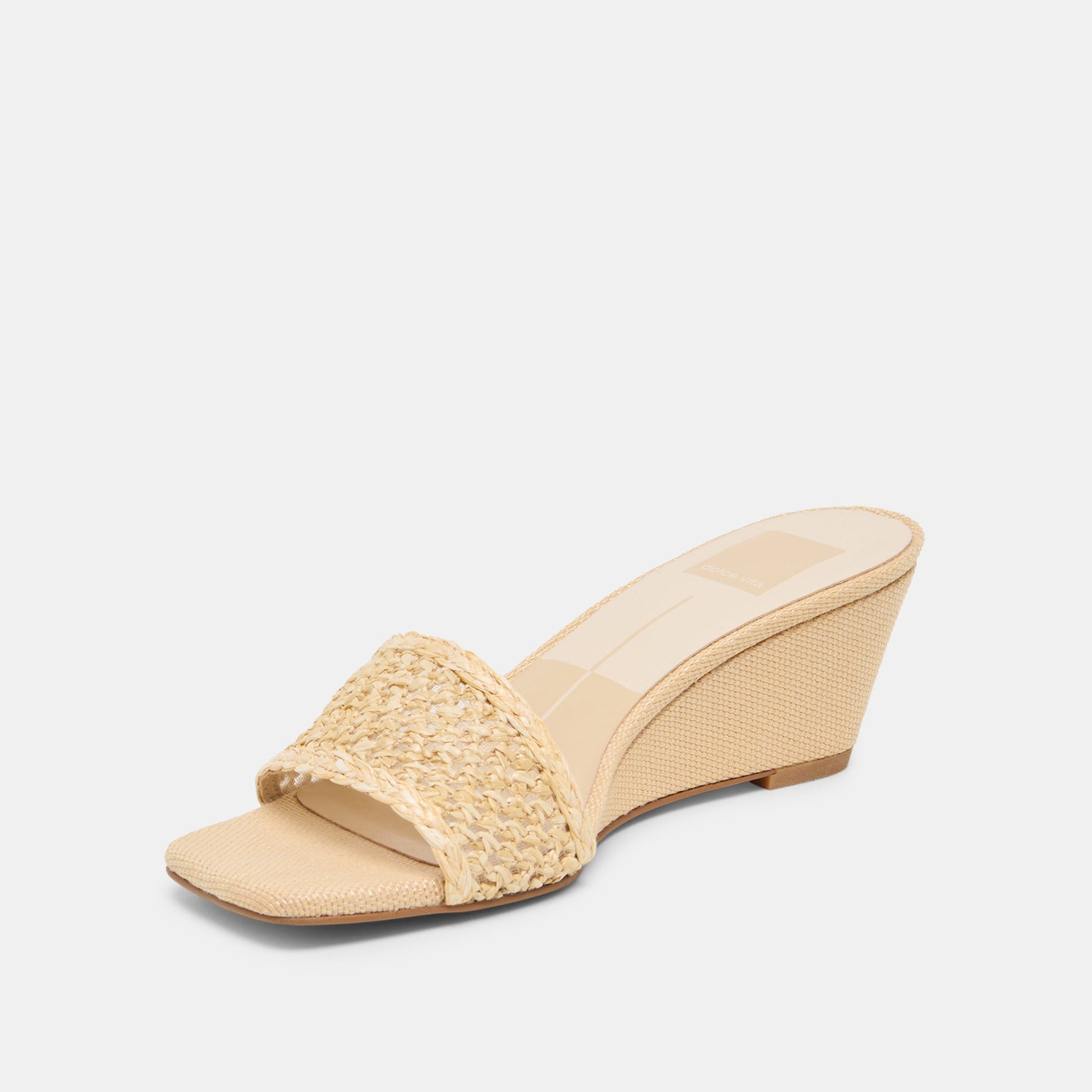 Qaily Wide Lt Natural Raffia Wedges