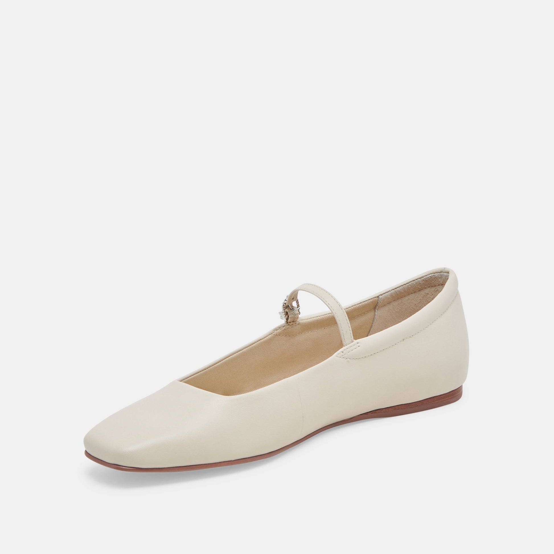 Reyes Wide Ballet Flats Ivory Leather | Ivory Ballet Flats
 – Dolce Vita