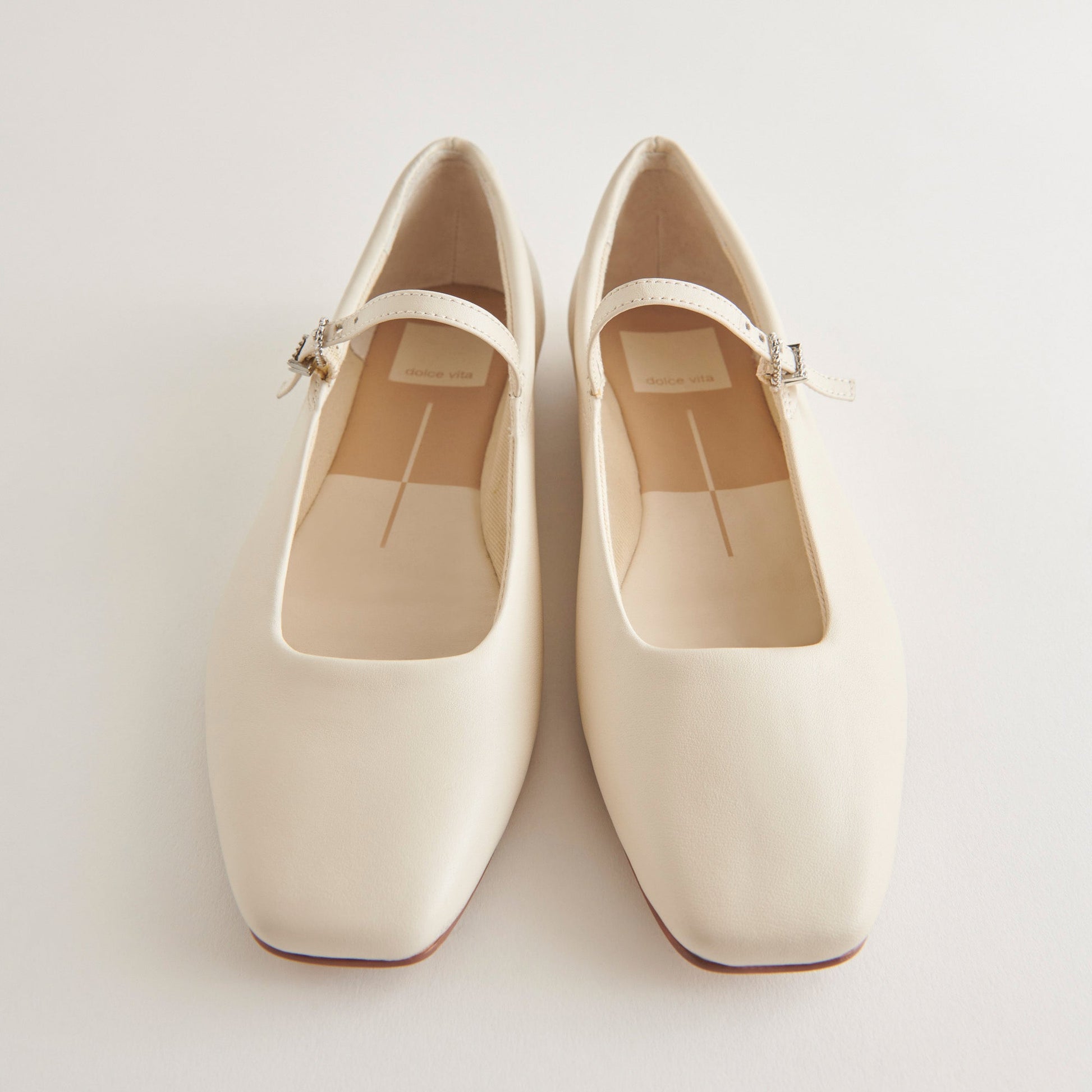 Reyes Wide Ballet Flats Ivory Leather | Ivory Ballet Flats
 – Dolce Vita