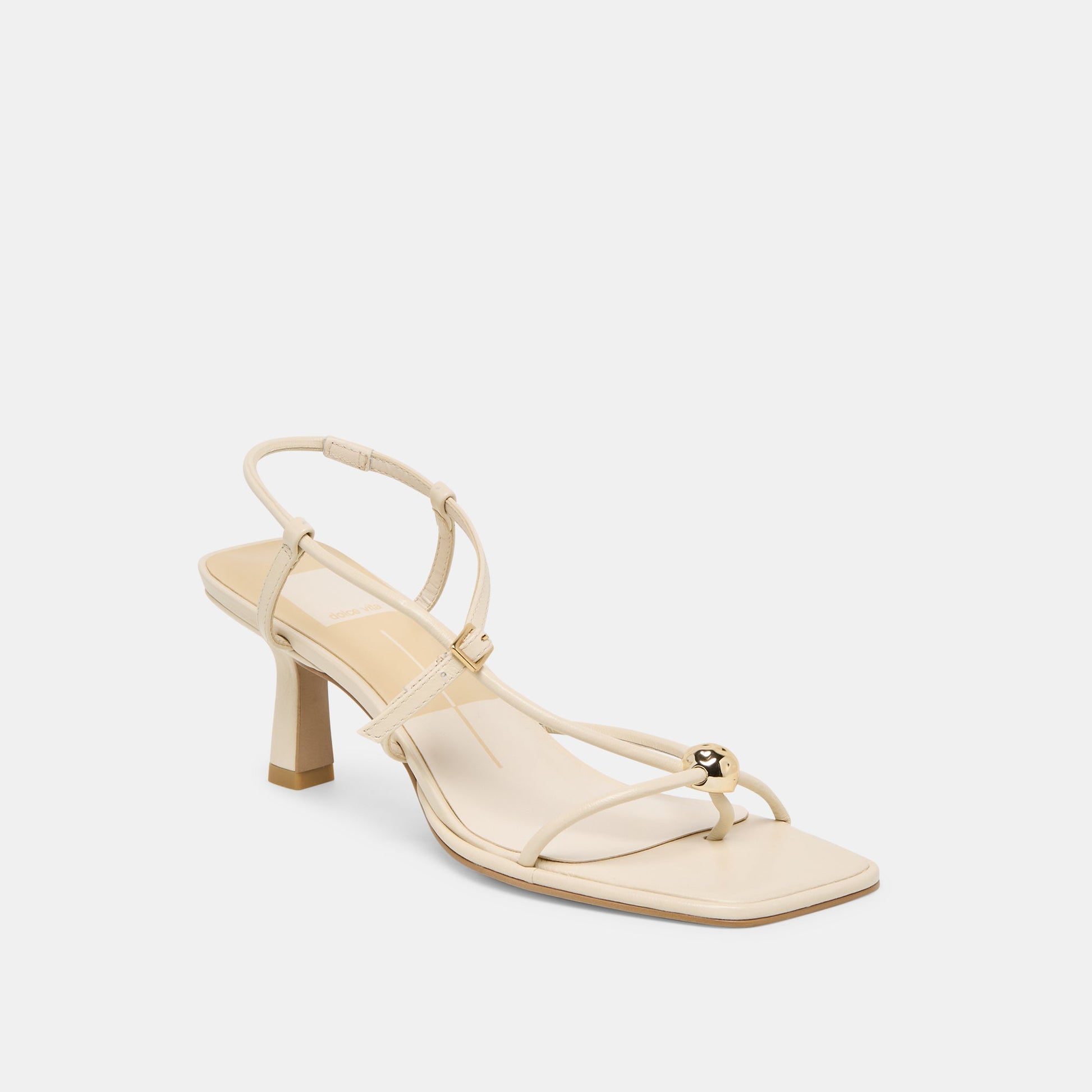 Manji Wide Creme Leather Heels