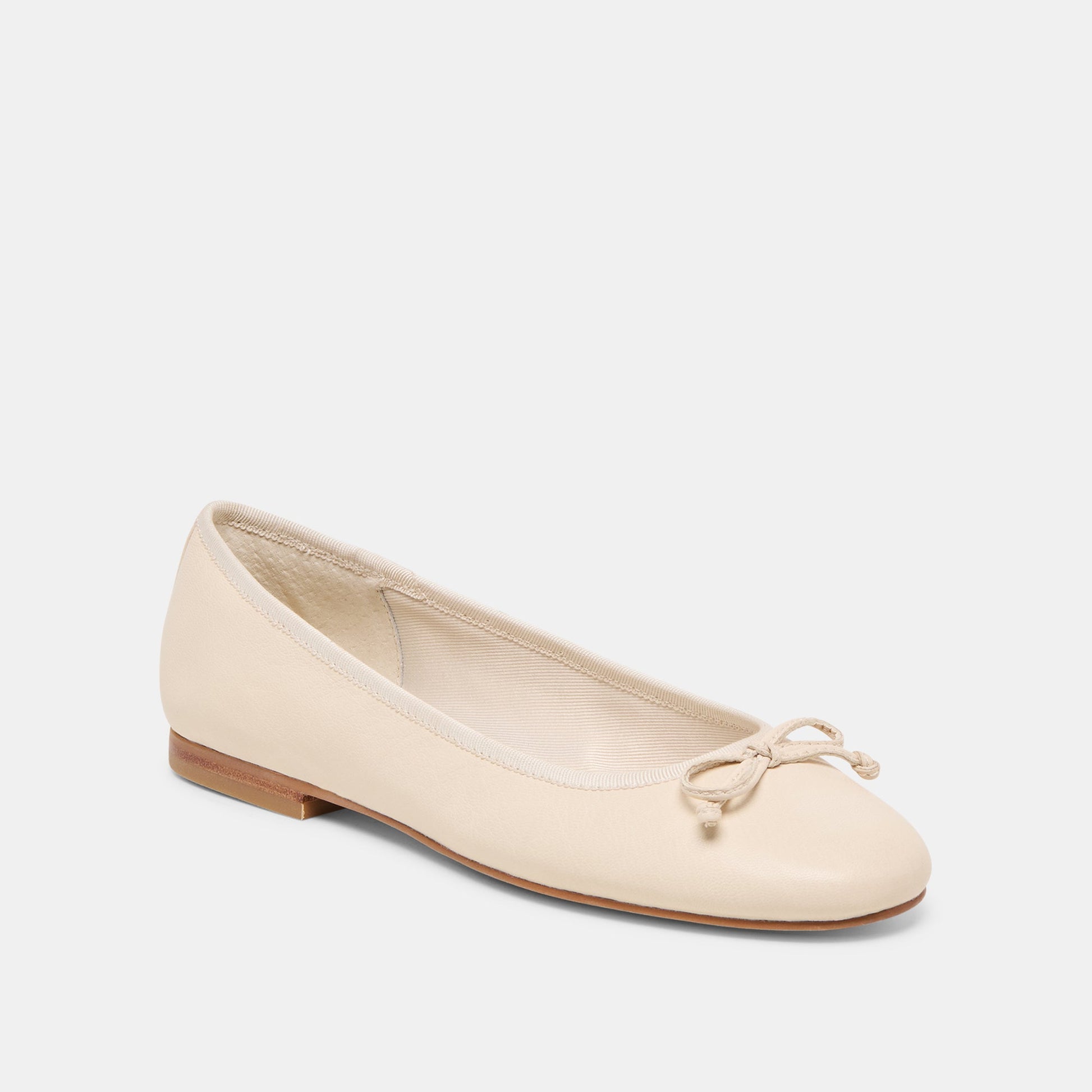 Ritla Wide Bone Leather Ballet Flats