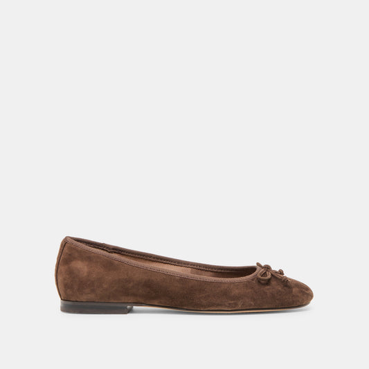 Ritla Wide Dk Brown Suede Ballet Flats