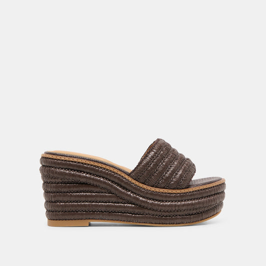 Throne Wide Chocolate Raffia Wedges
