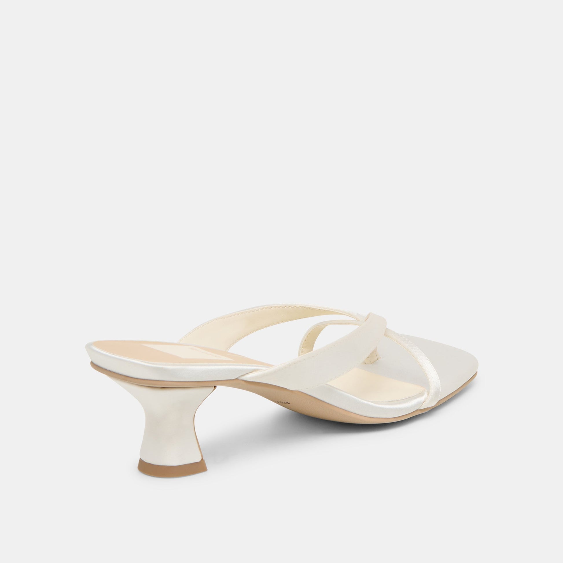 Brevel Wide True White Satin Heels