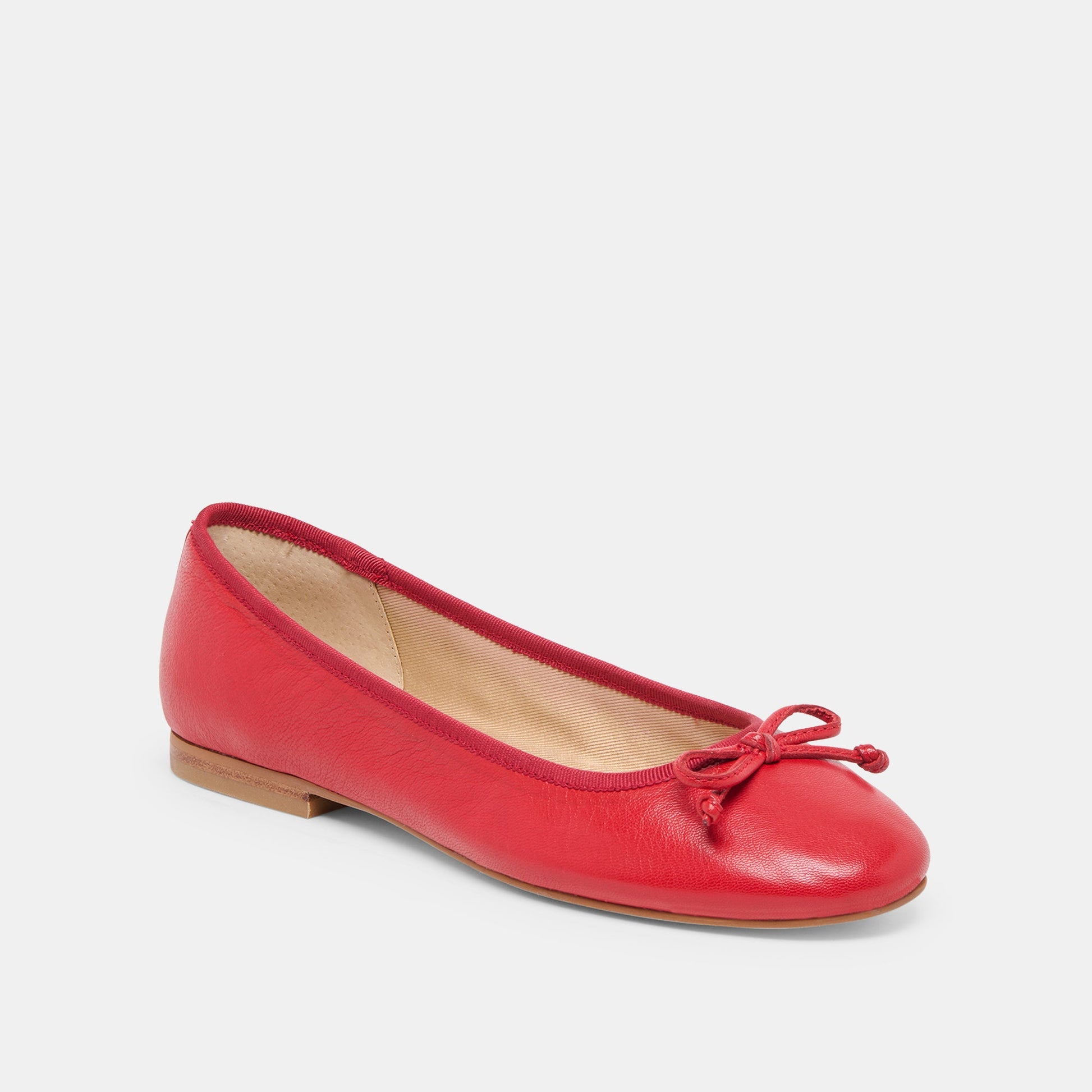Ritla Wide Cherry Leather Ballet Flats