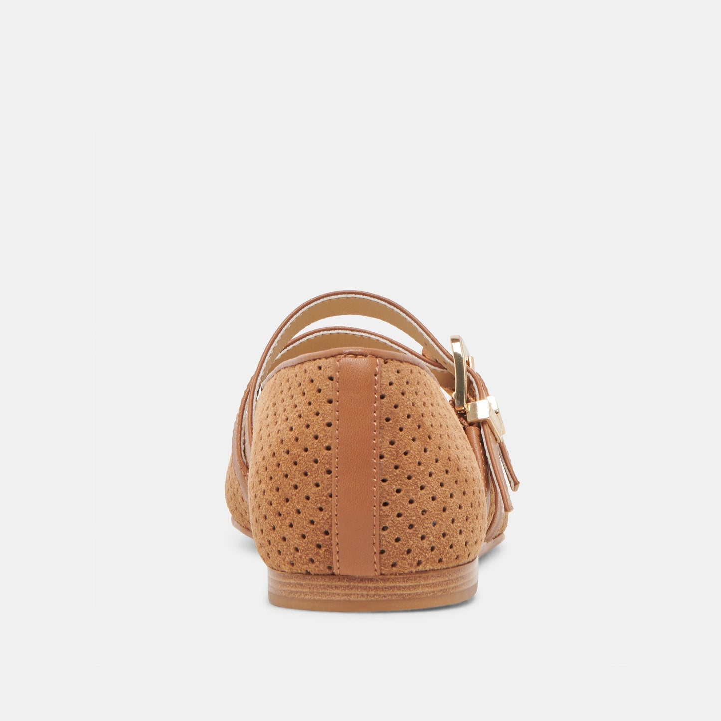 Baylee Wide Pecan Perforated Suede Ballet Flats
