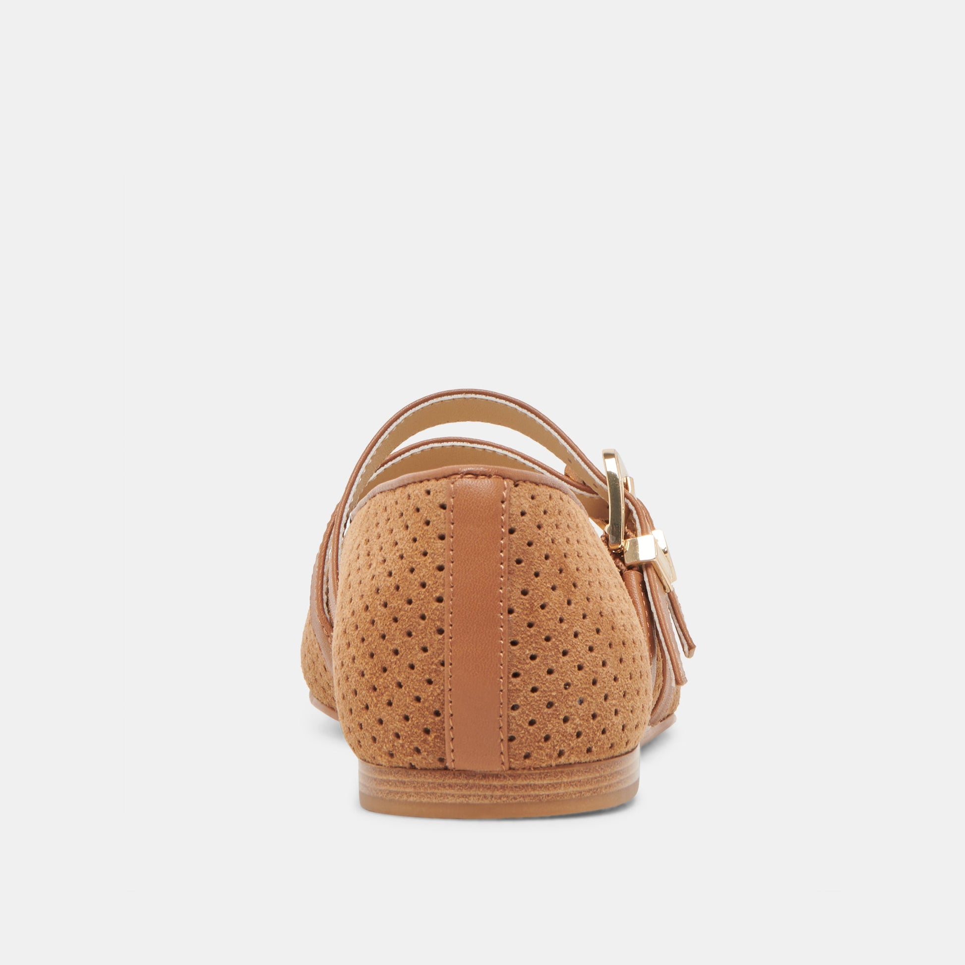 Baylee Wide Pecan Perforated Suede Ballet Flats