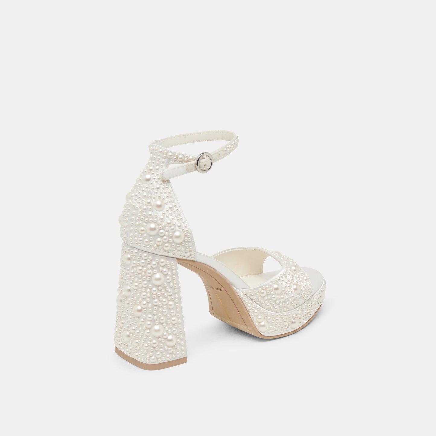 PANDRO PEARL WIDE HEELS TRUE WHITE SATIN
 – Dolce Vita