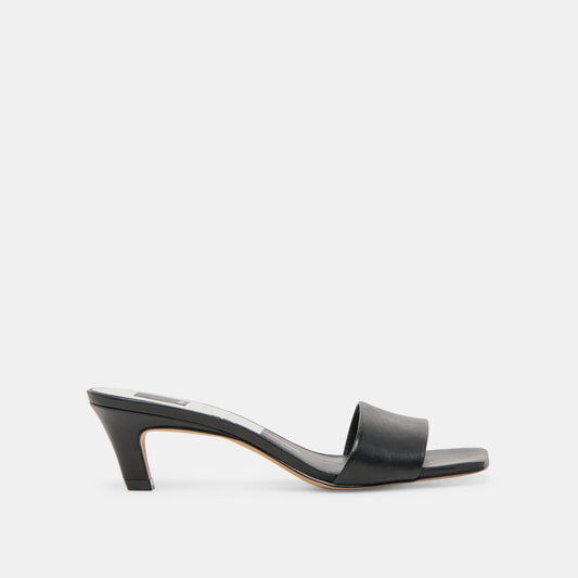 Rexa Wide Black Leather Heels