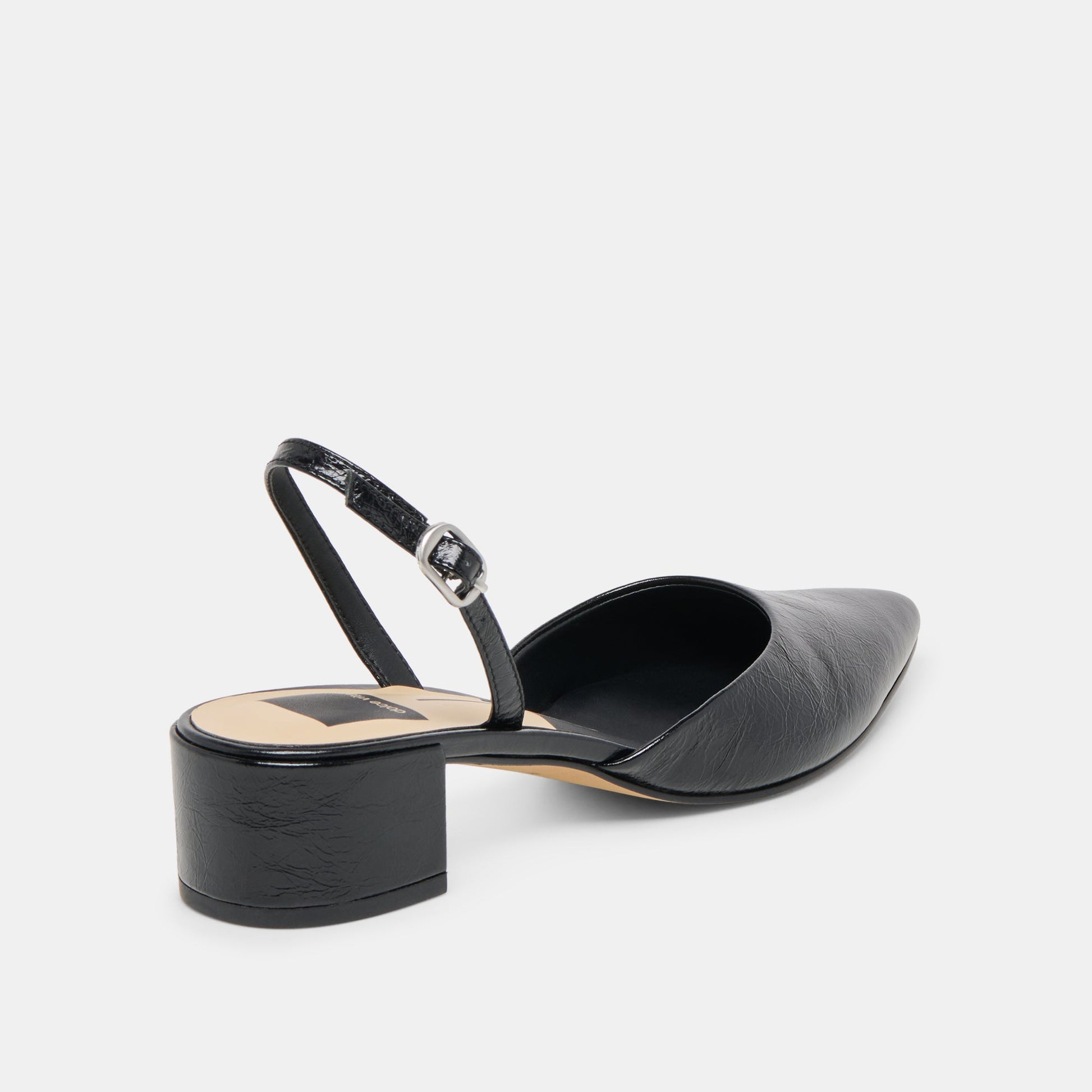 Carel Wide Midnight Crinkle Patent Leather Heels