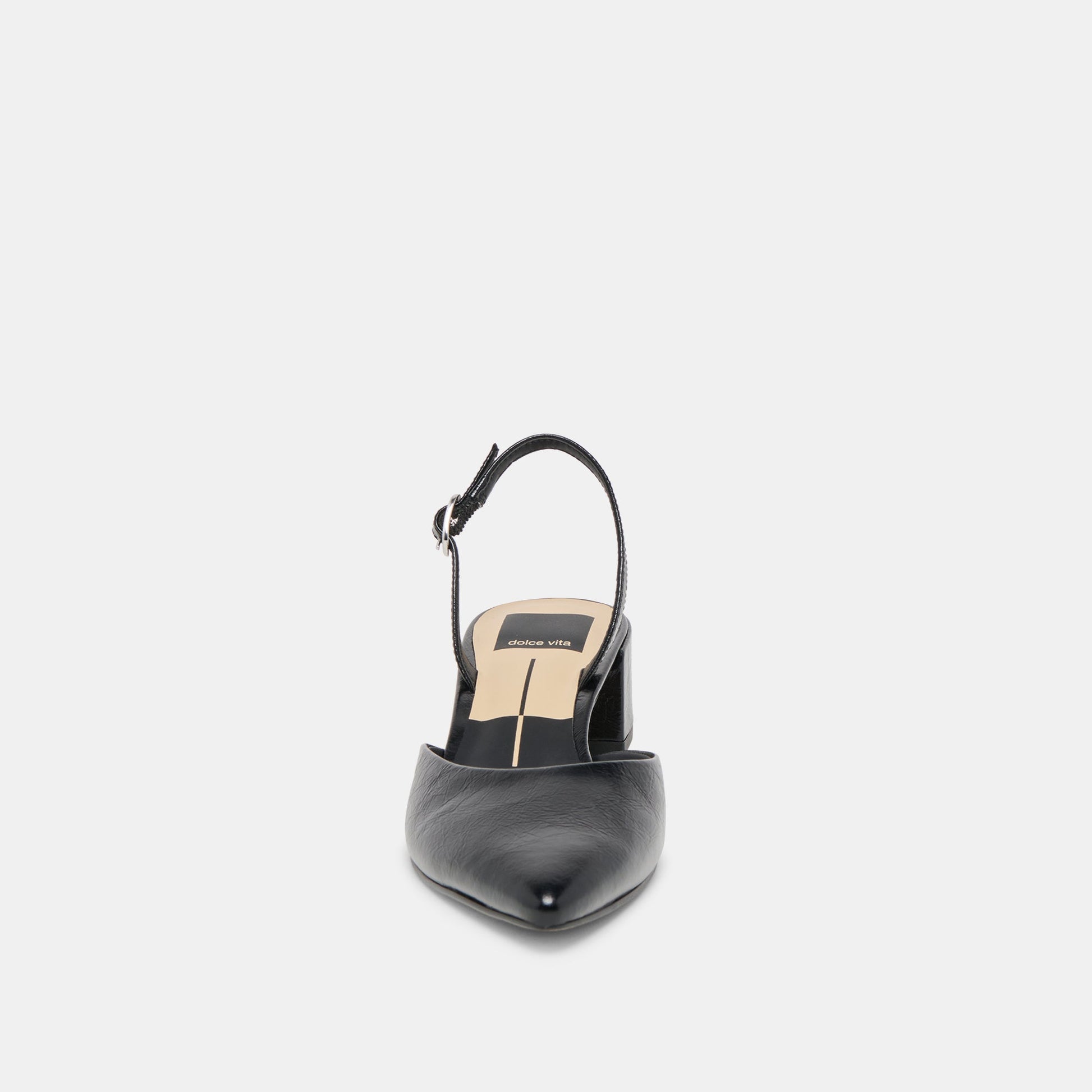 Carel Wide Midnight Crinkle Patent Leather Heels