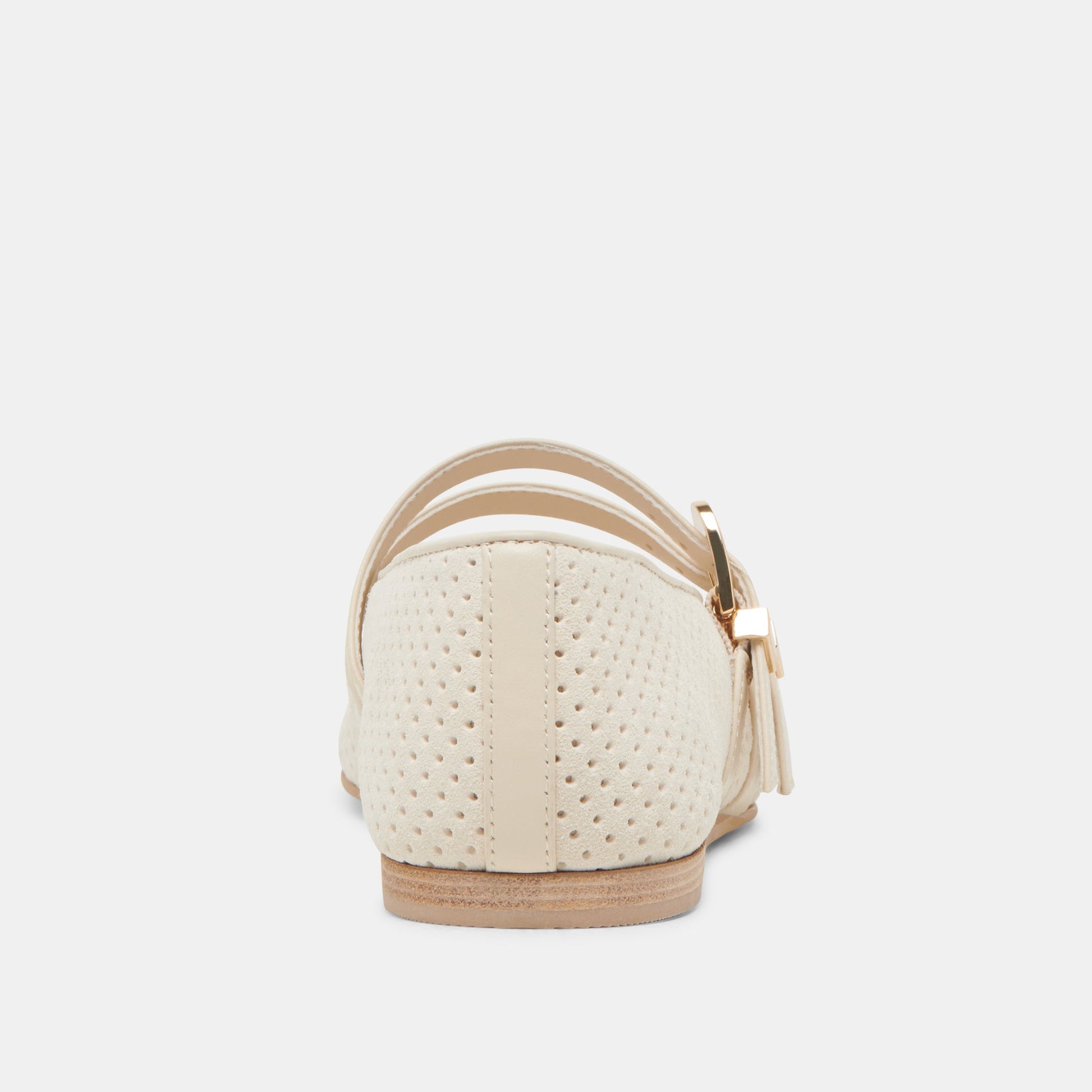Baylee Wide Bone Perforated Suede Ballet Flats