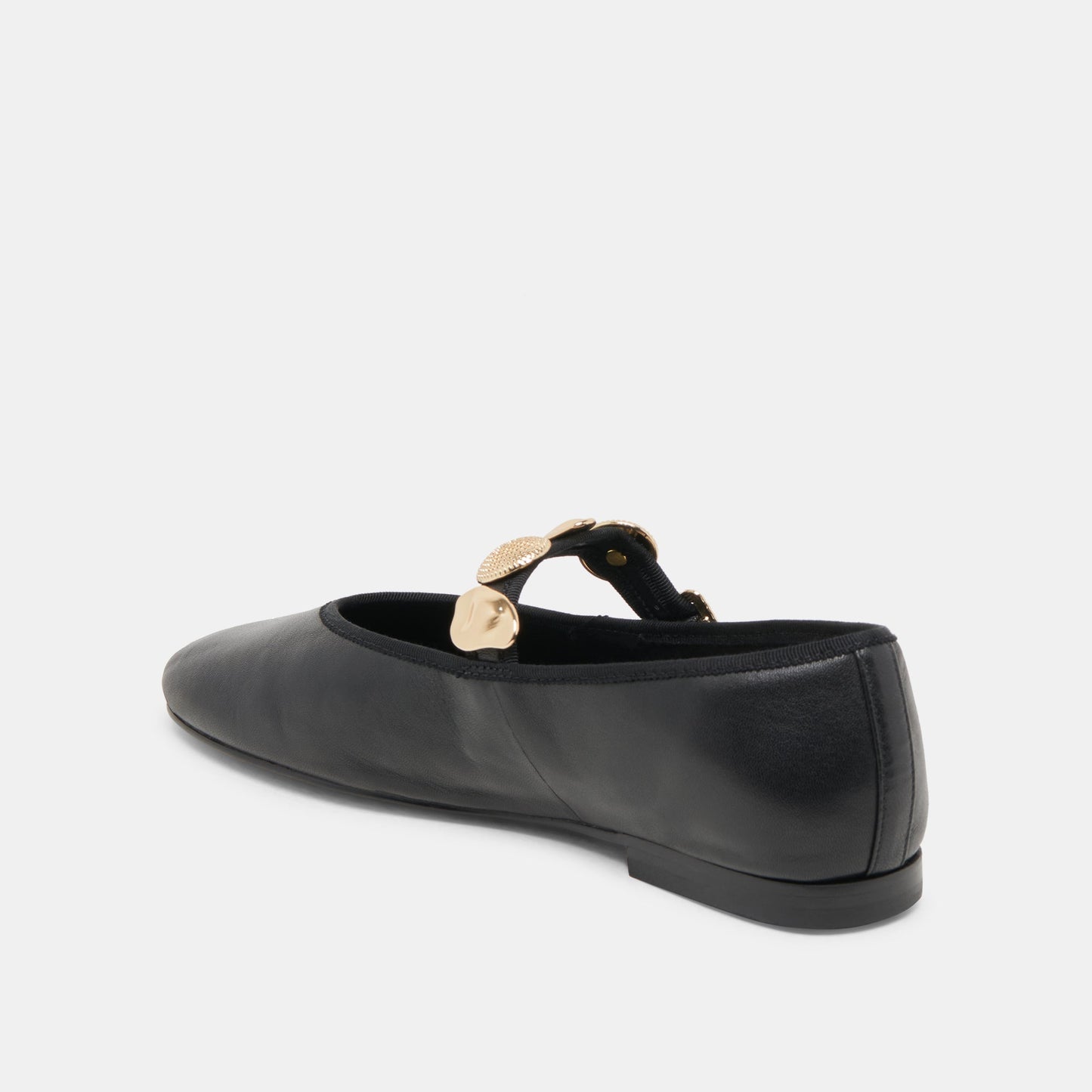 Relan Wide Black Leather Ballet Flats