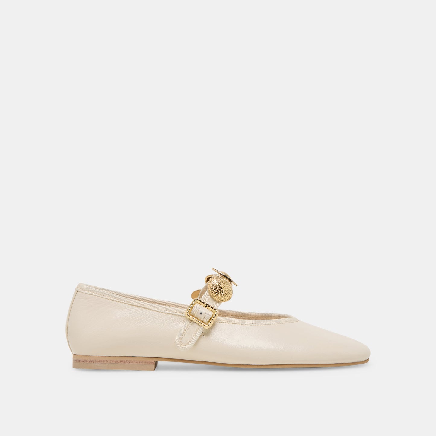 Relan Wide Off White Leather Ballet Flats