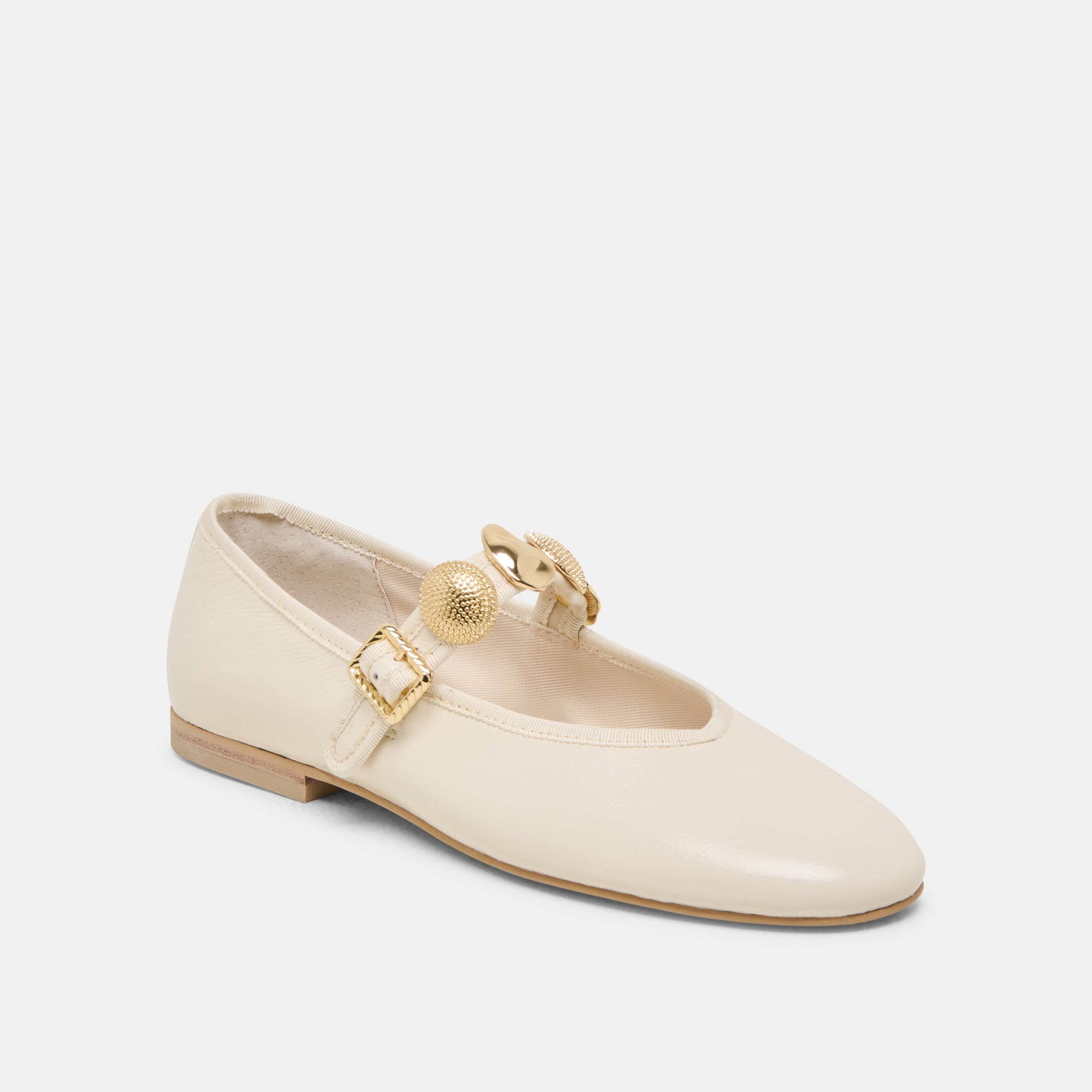 Relan Wide Off White Leather Ballet Flats