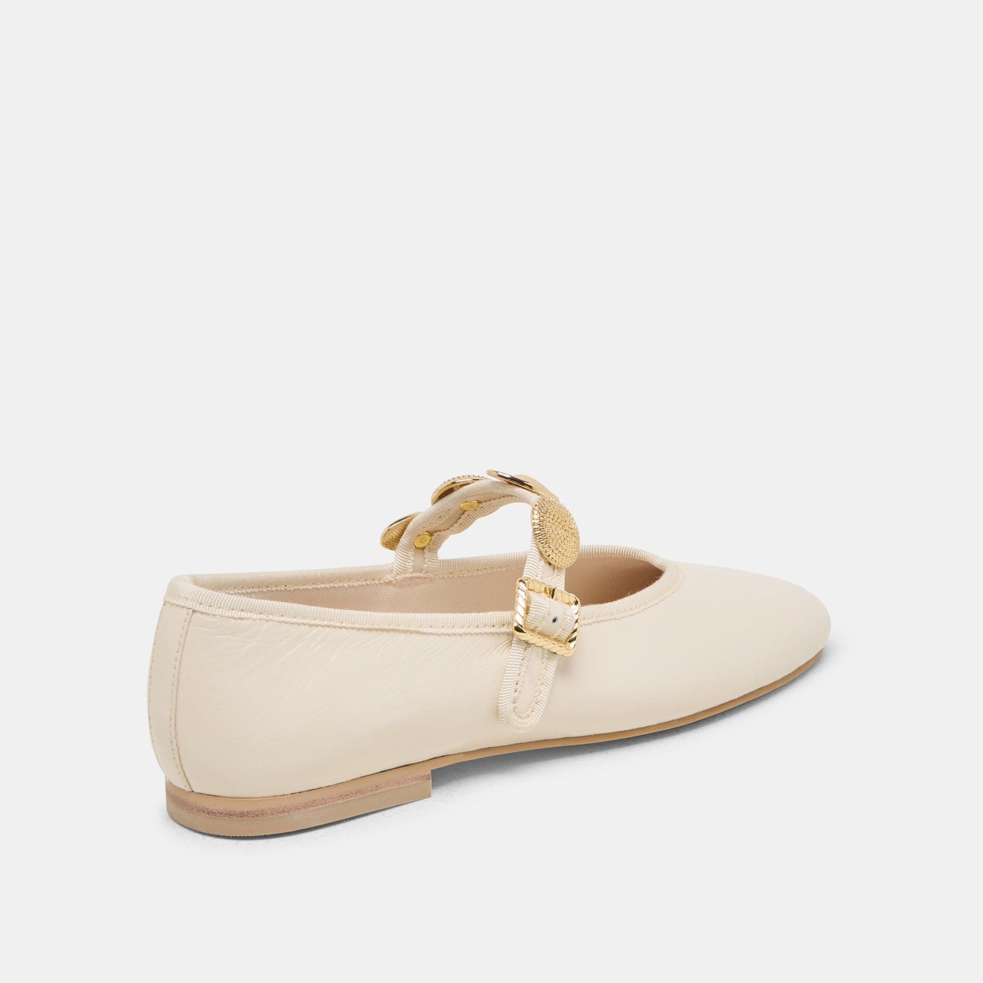 Relan Wide Off White Leather Ballet Flats