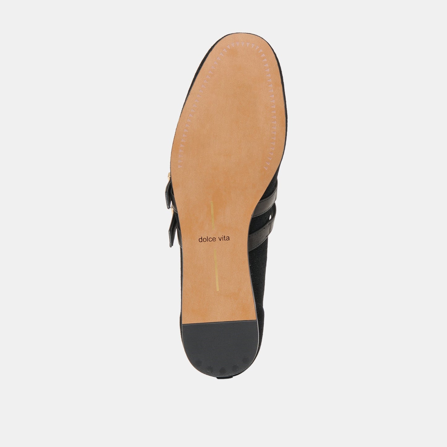 Baylee Wide Onyx Perforated Suede Ballet Flats