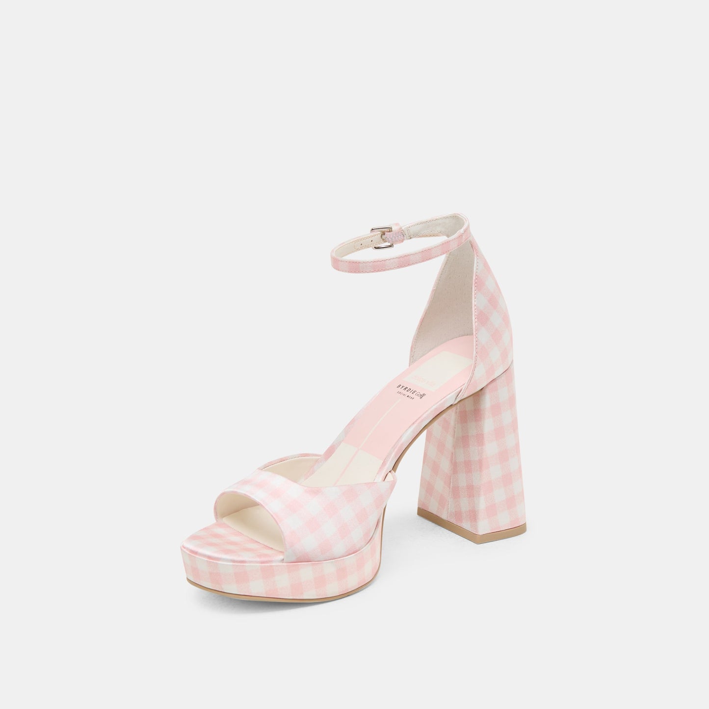 Pandro X Byrdie Golf Pink Plaid Gingham Wide Heels