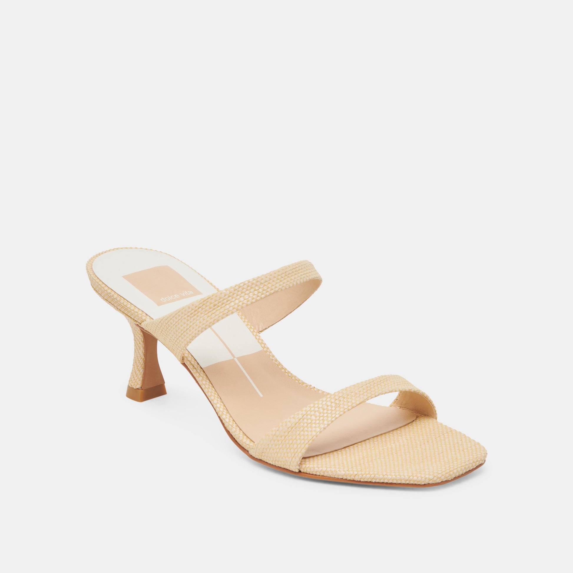 Genora Wide Lt Natural Woven Raffia Heels