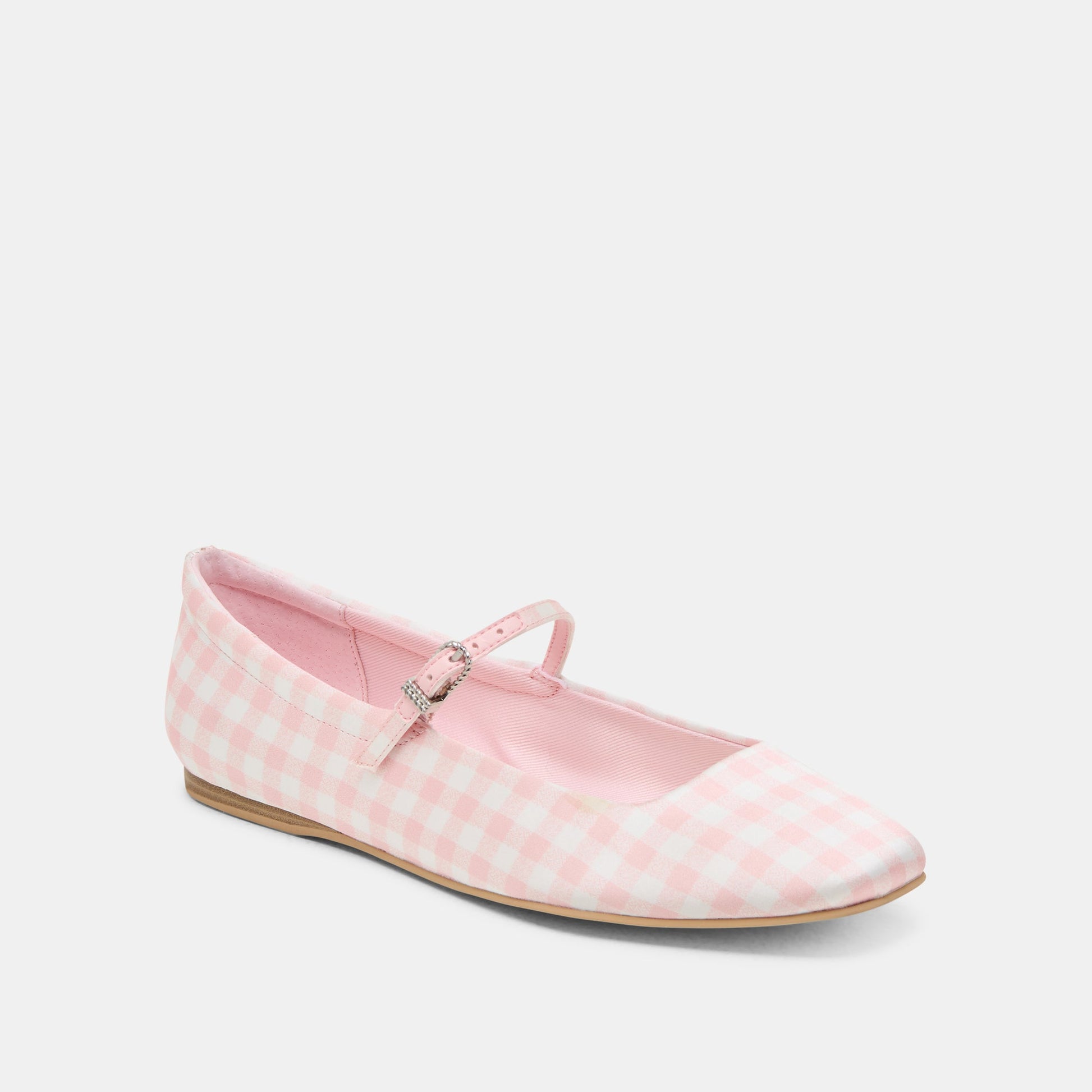 Reyes X Byrdie Golf Pink Plaid Gingham Wide Ballet Flats