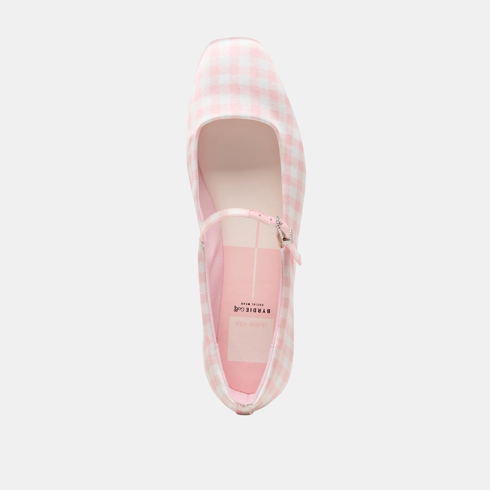 Reyes X Byrdie Golf Pink Plaid Gingham Wide Ballet Flats