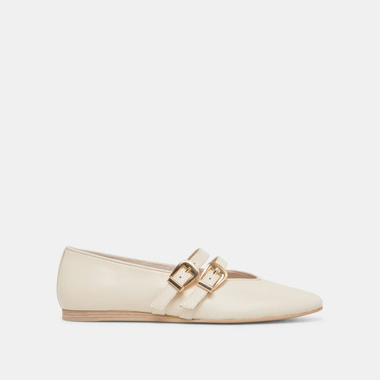 BAYLEE WIDE BALLET FLATS IVORY LEATHER
 – Dolce Vita