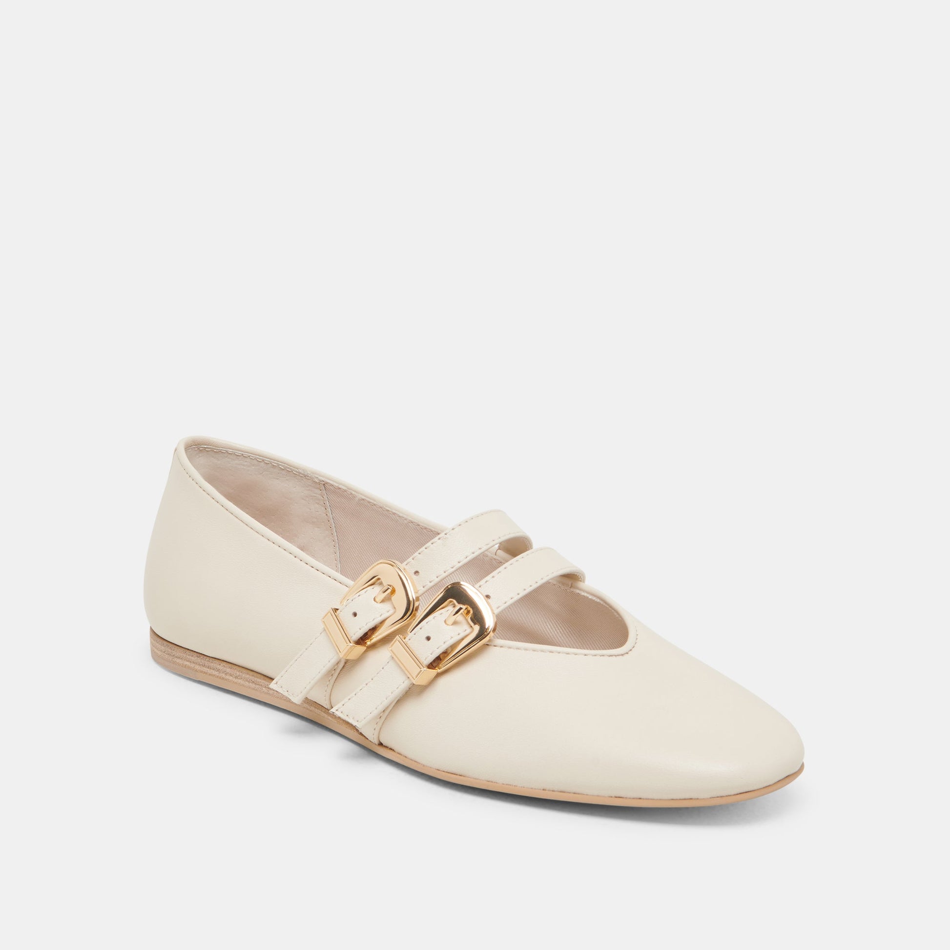 BAYLEE WIDE BALLET FLATS IVORY LEATHER
 – Dolce Vita