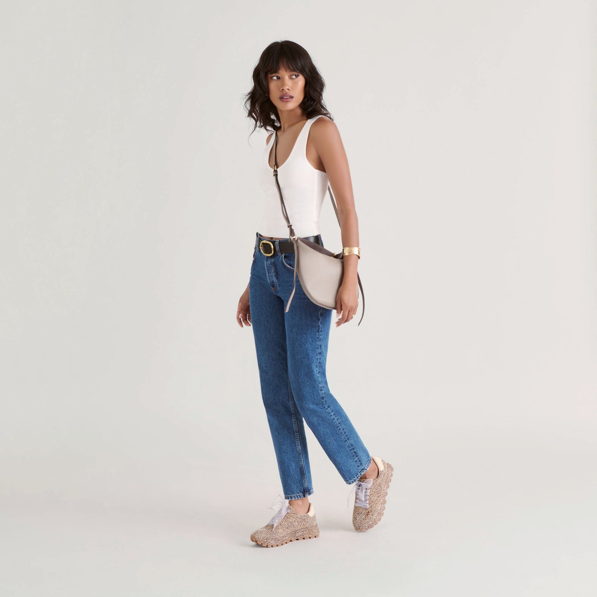Burano Grey Leather Crossbody
