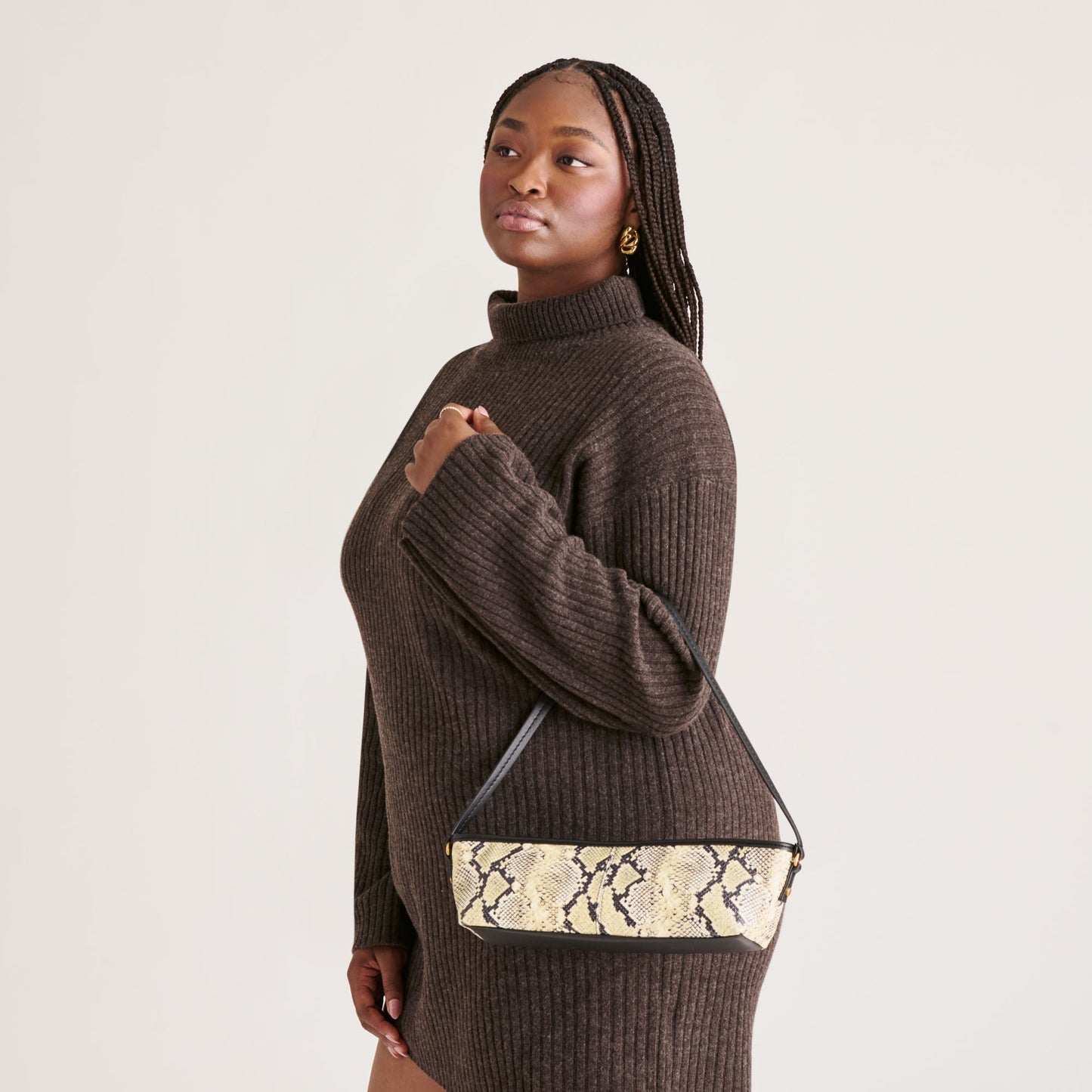 Savaii Black White Snake Stella Shoulder Bag