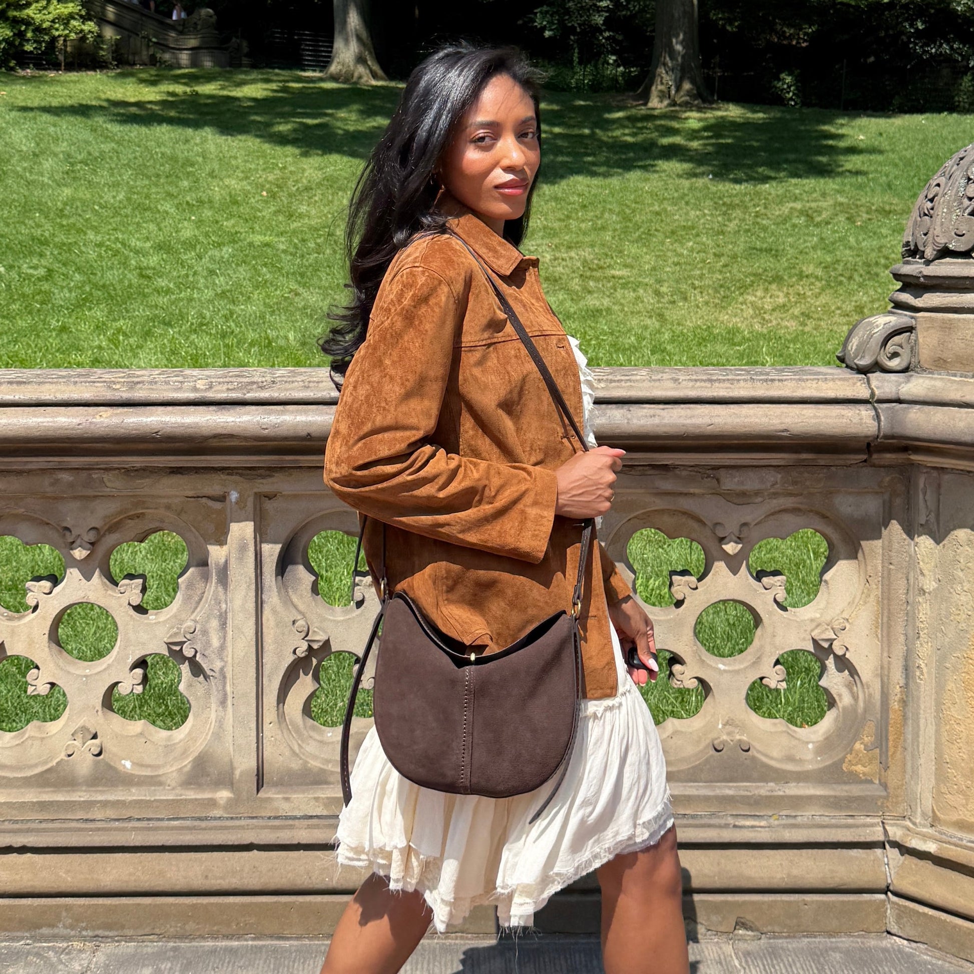 Bennett Espresso Suede Crossbody