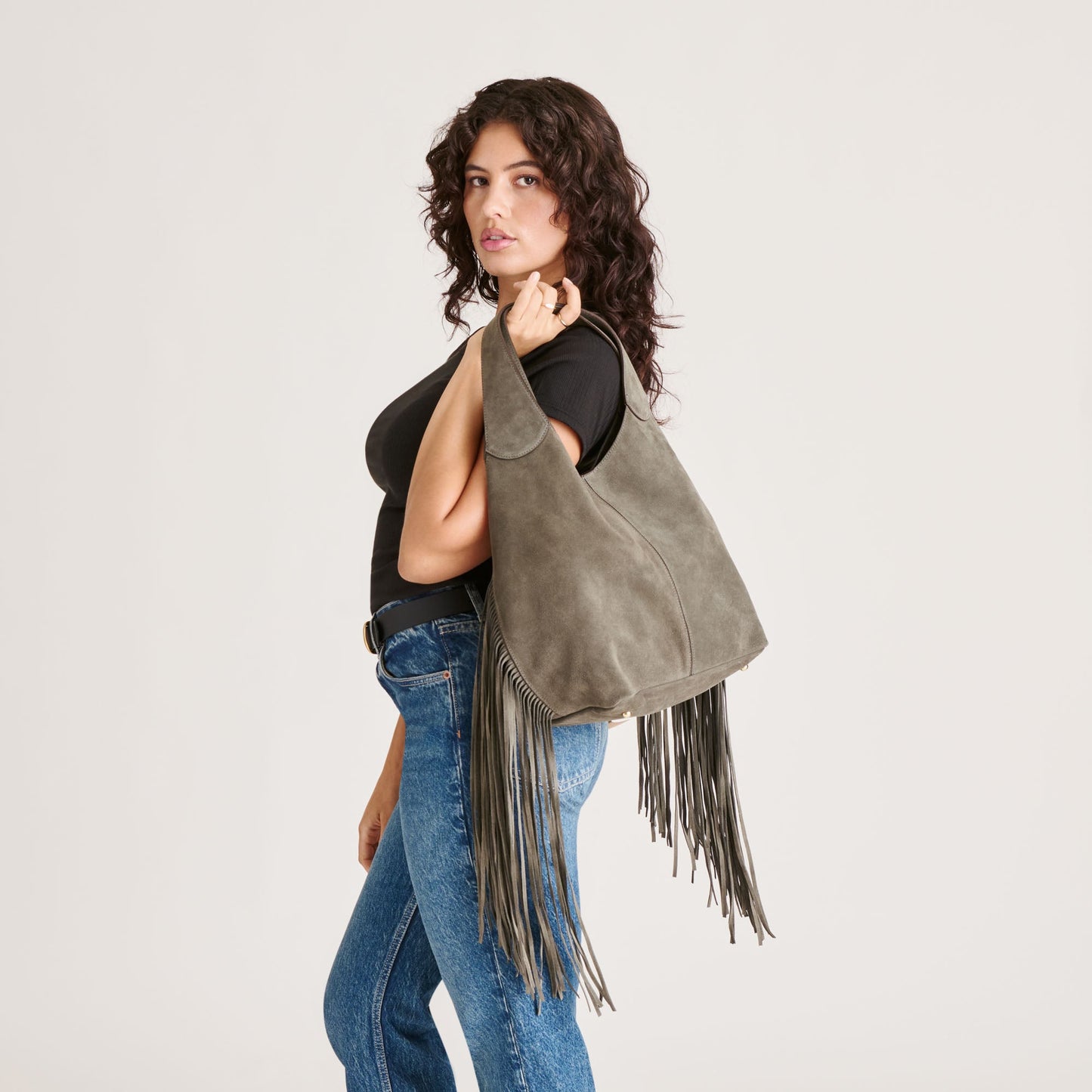 Nakoma Olive Suede Shoulder Bag